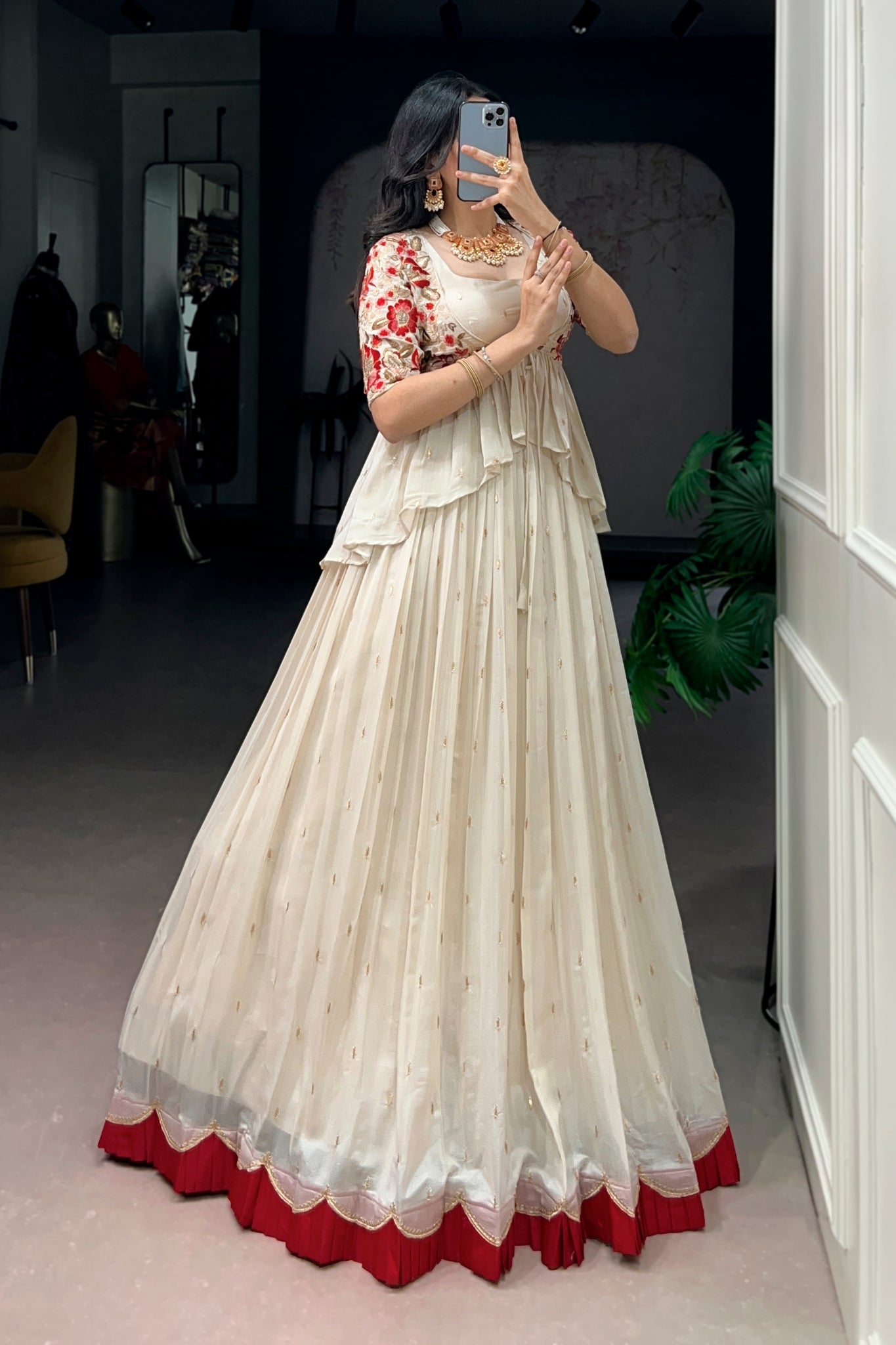 Peplum Style Designer Lehenga Choli With Koti