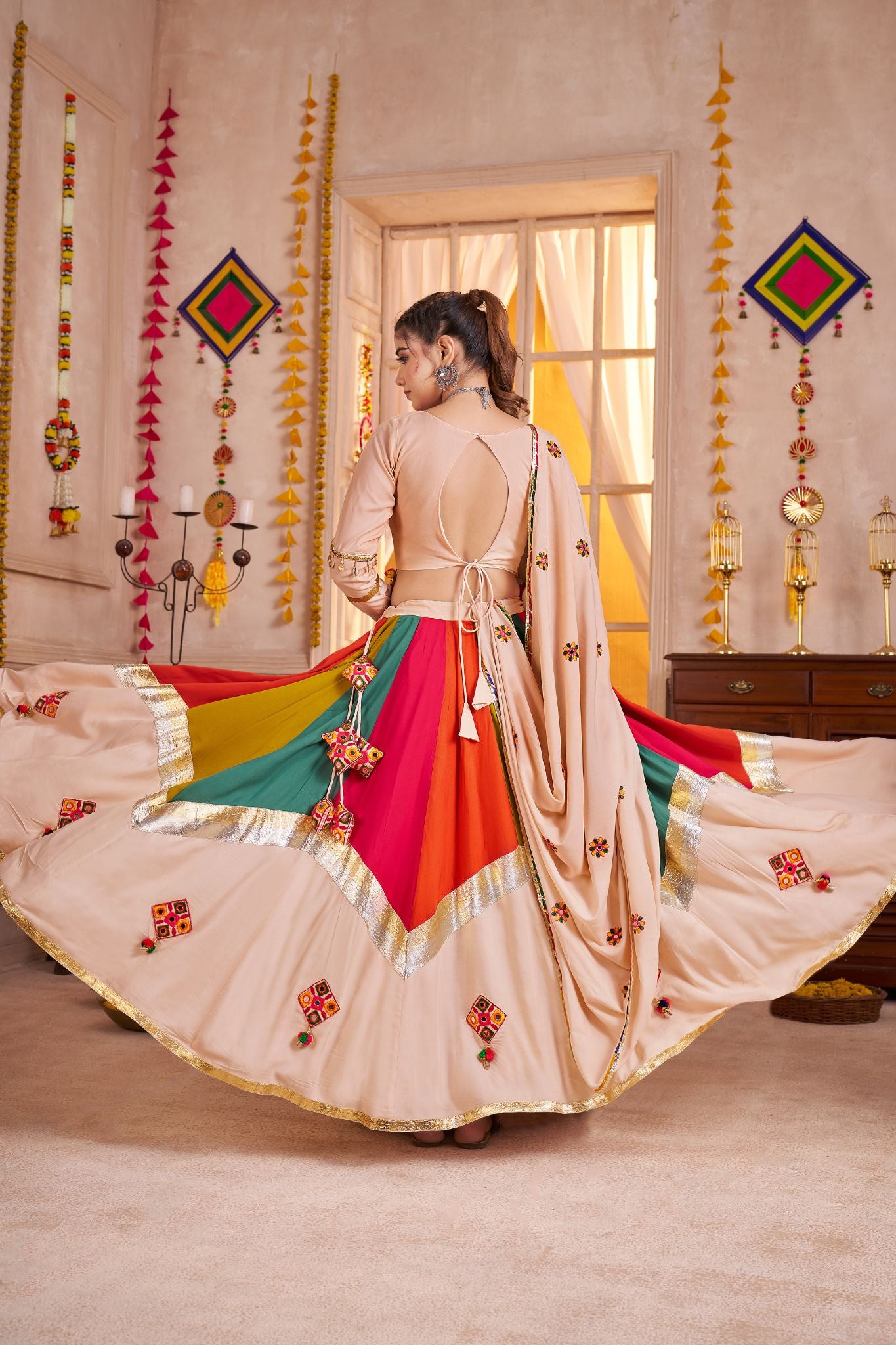 Classic Designer Viscose Cotton Traditional Navratri Lehenga Choli