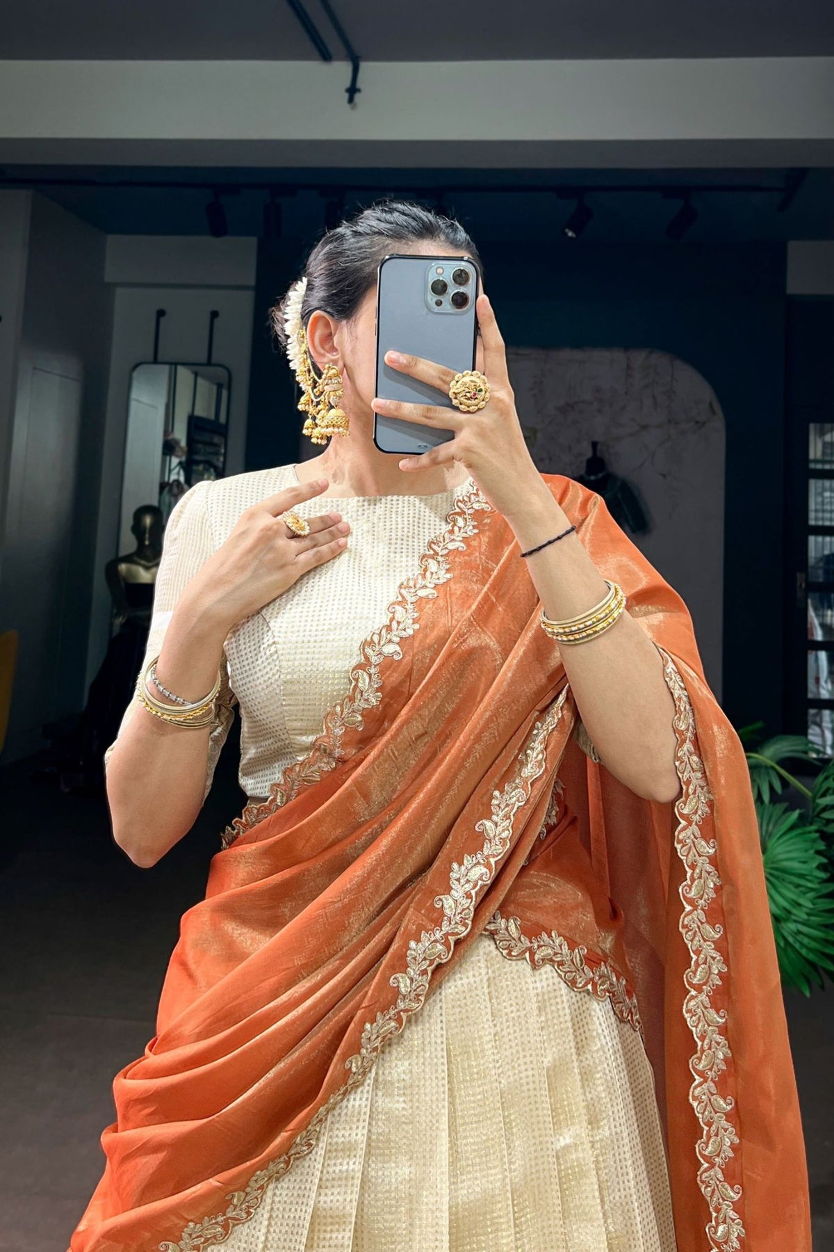Jacquard Chex Zari Weaving Work Beautiful Lehenga Choli