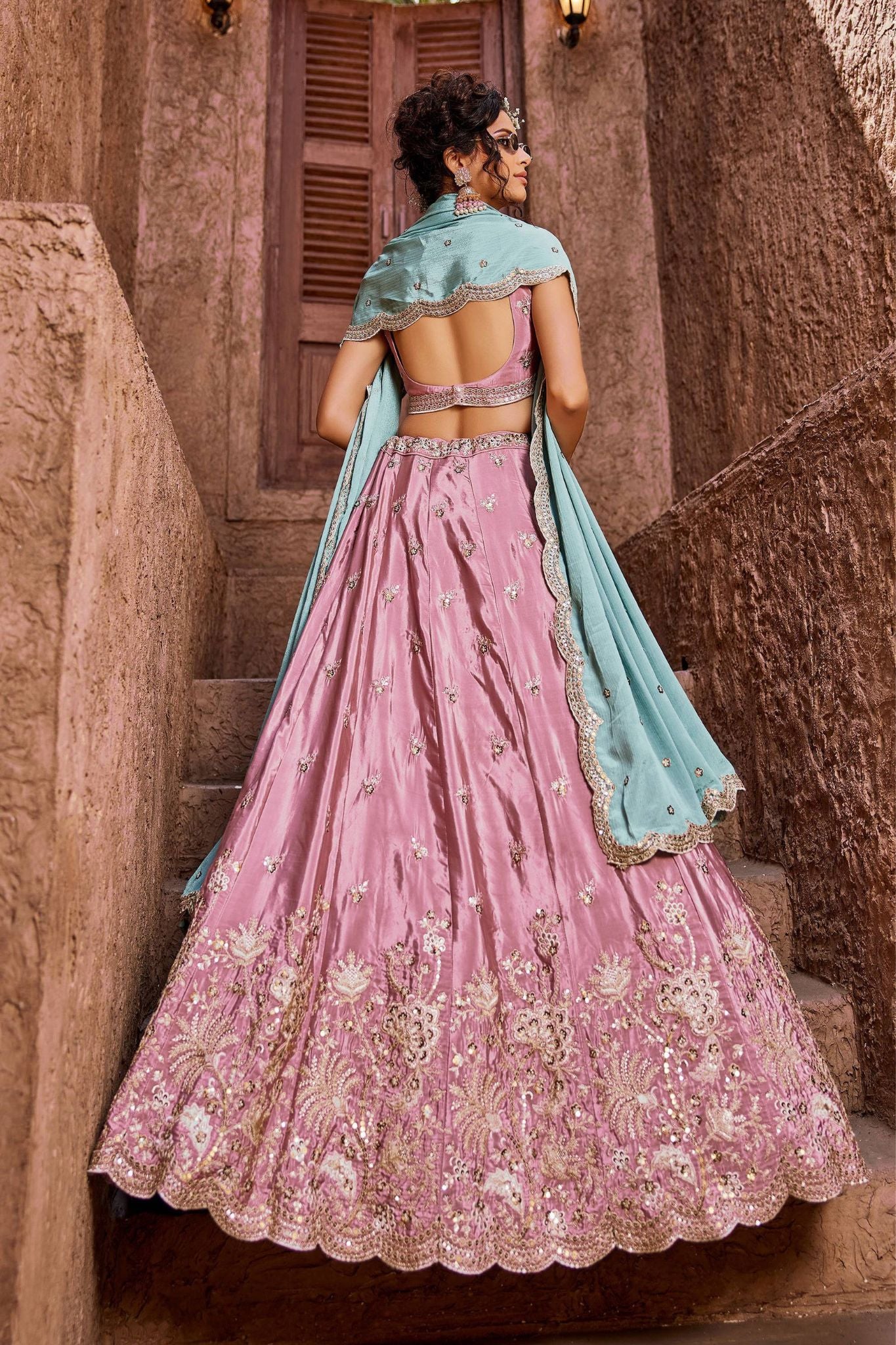 Blush Pink Designer Art Silk Wedding Lehenga Choli
