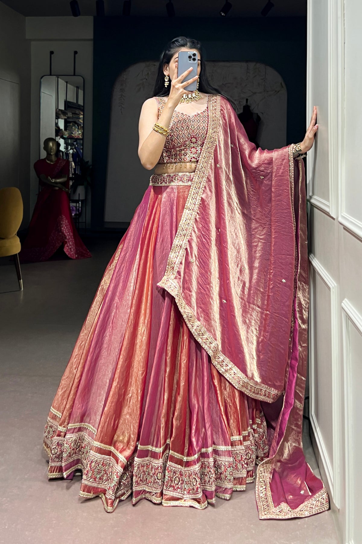 Pink Frendy silk Sequins & Thread Embroidery Designer Lehenga Choli