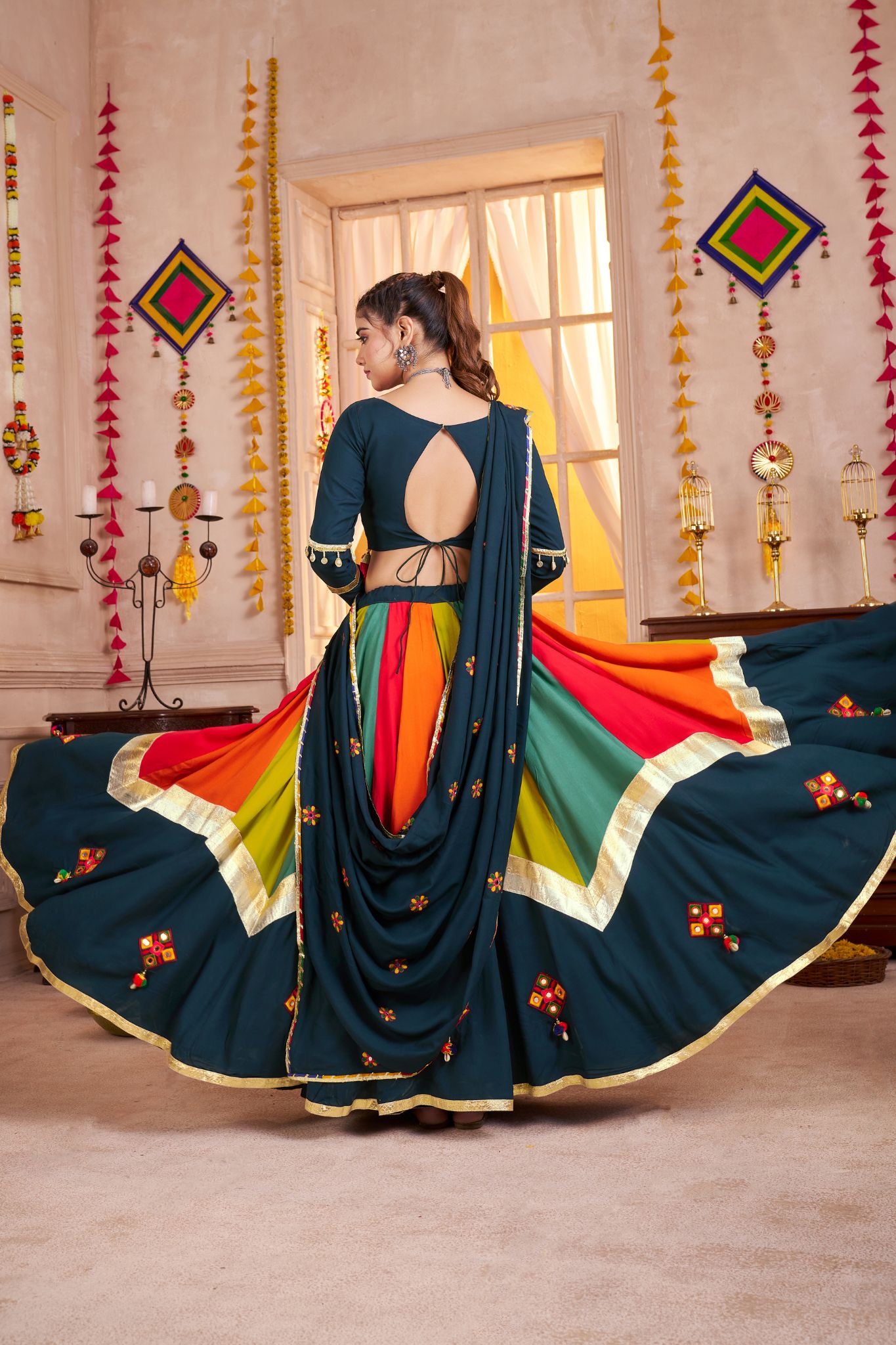 Classic Designer Viscose Cotton Traditional Navratri Lehenga Choli