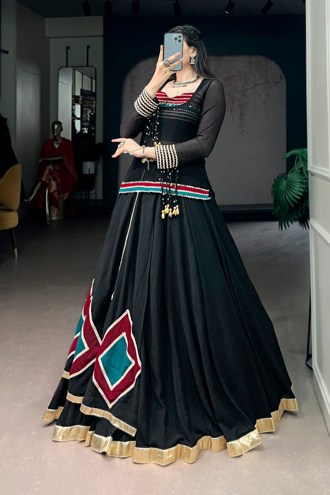 Raasrang Designer Black Navratri Lehenga Choli For Women