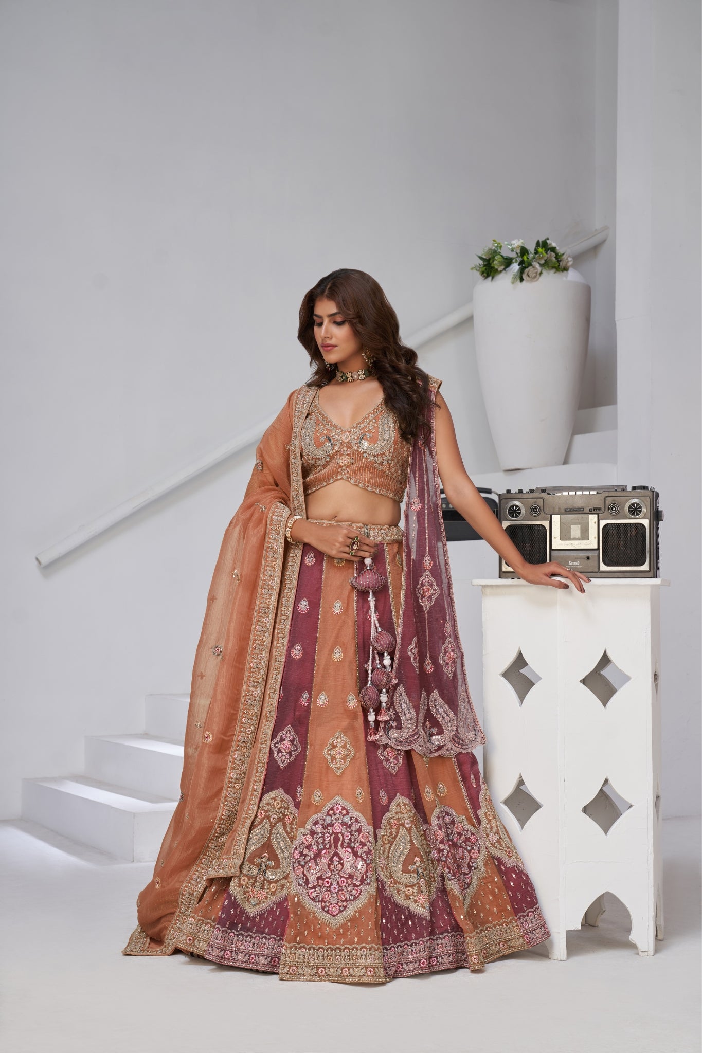 Ethereal Harmony Double Layered Dupatta Bridal Lehenga