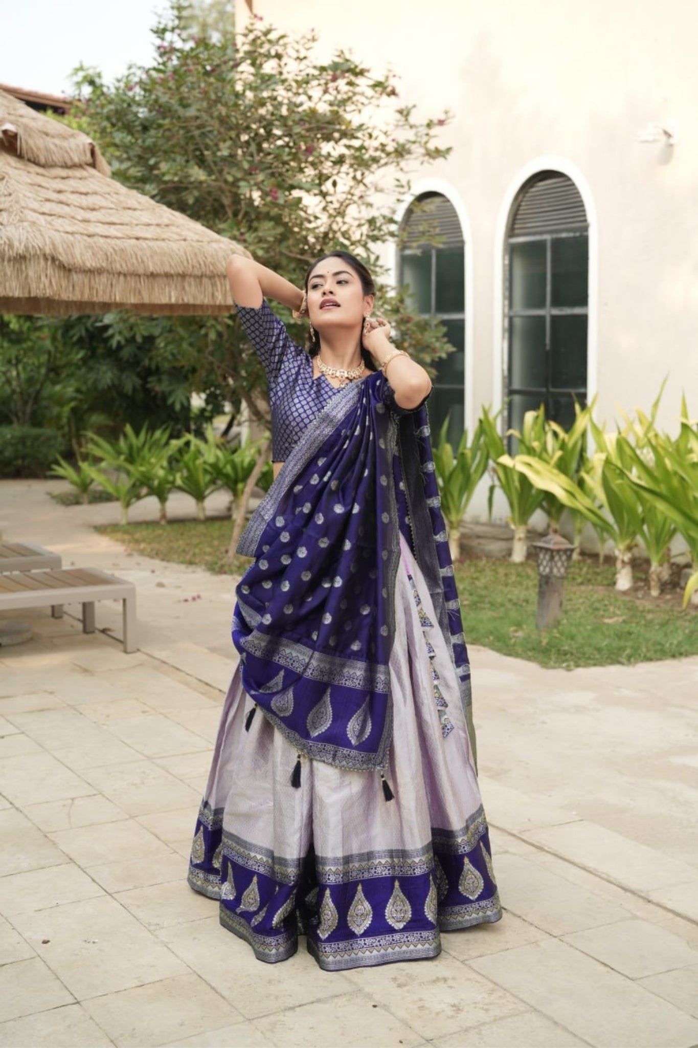 Royal Banarasi Silk Lehenga Choli With Contrast Dupatta For Wedding And Festive Wear