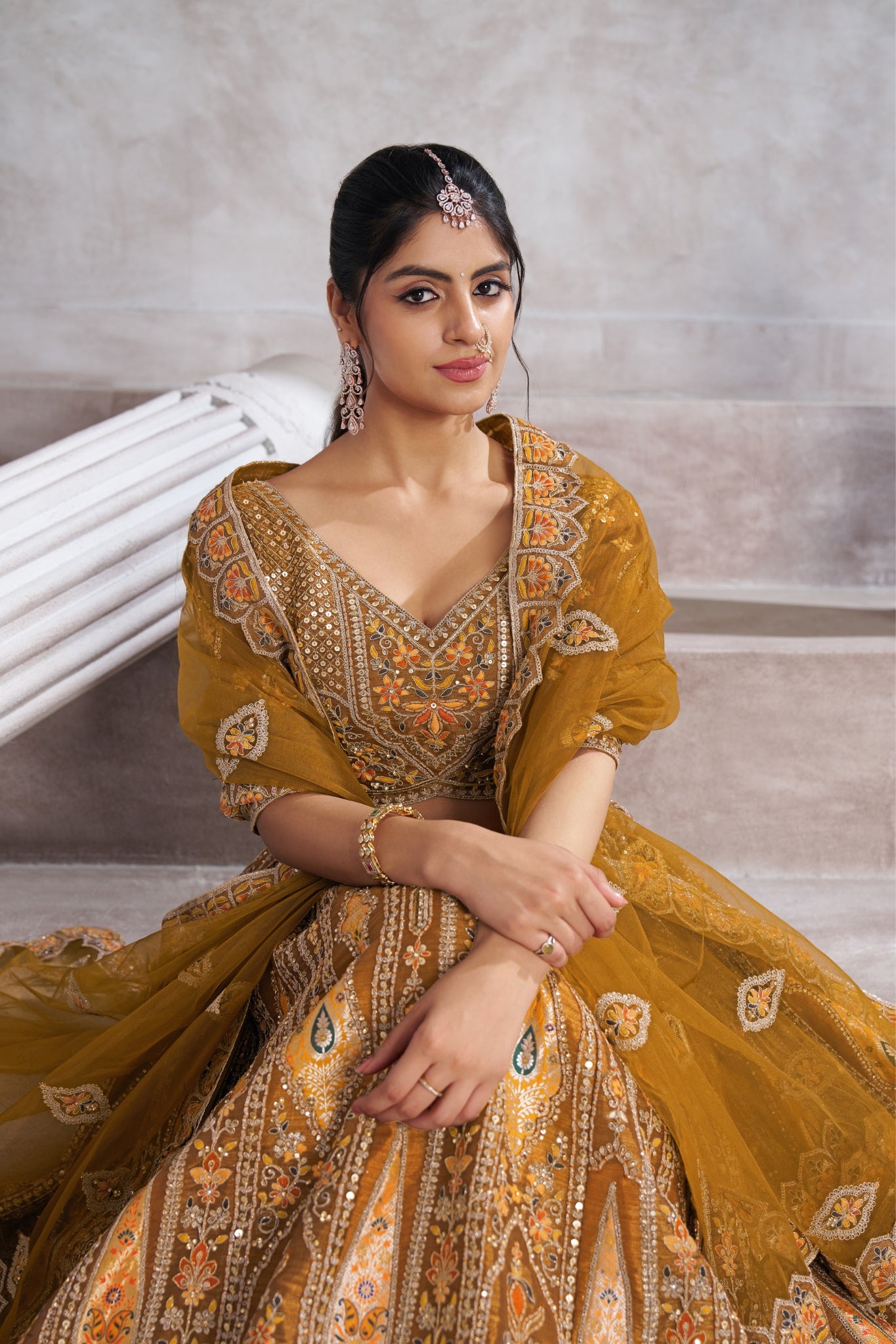 Elegant Designer Zari And Aari Embroidery Work Wedding Lehenga Choli