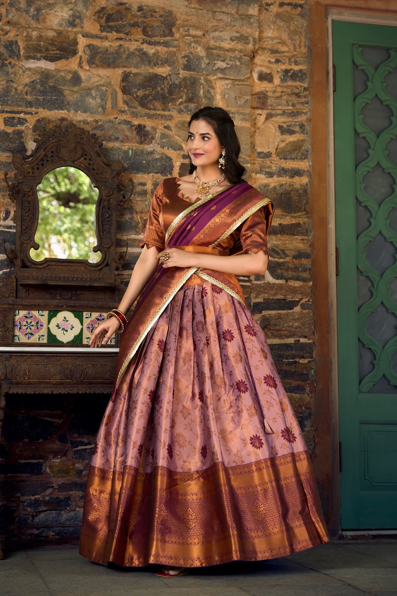 Elegant Perfectly Crafted Jacquard Silk Lehenga Choli