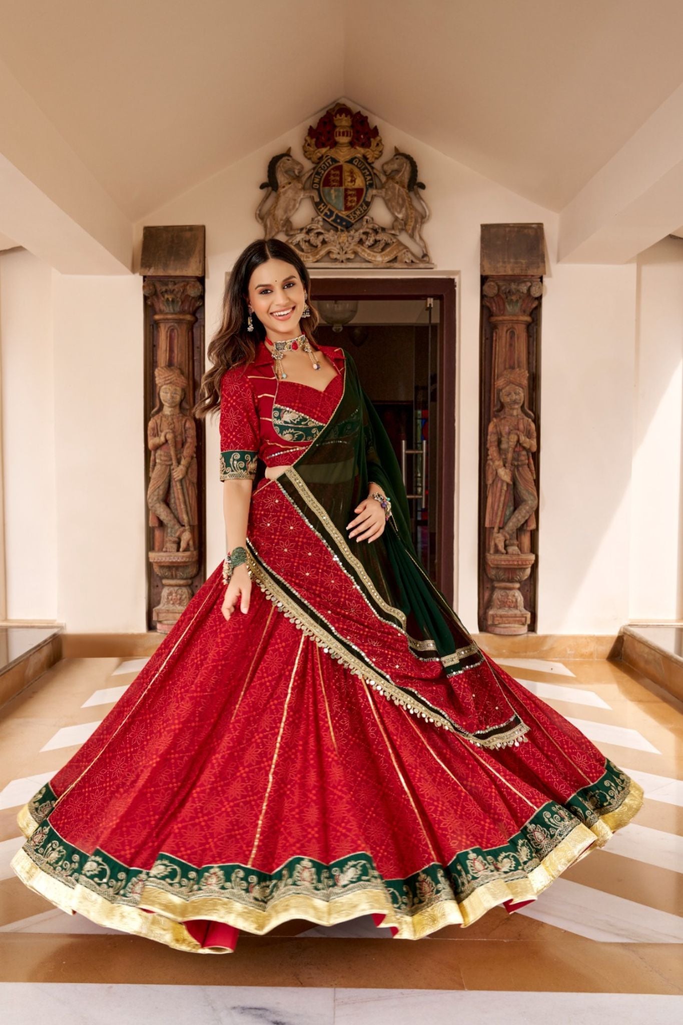 Raasrang Navratri Designer Bandhej Foil Print Traditional Garba Lehenga Choli