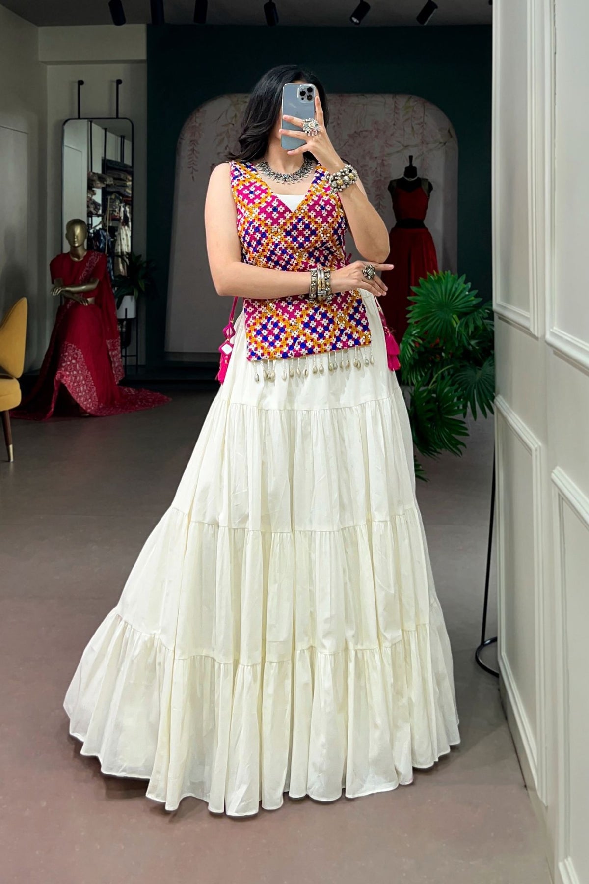 Navratri Designer Pure Cotton Gamthi Work Lehenga Choli