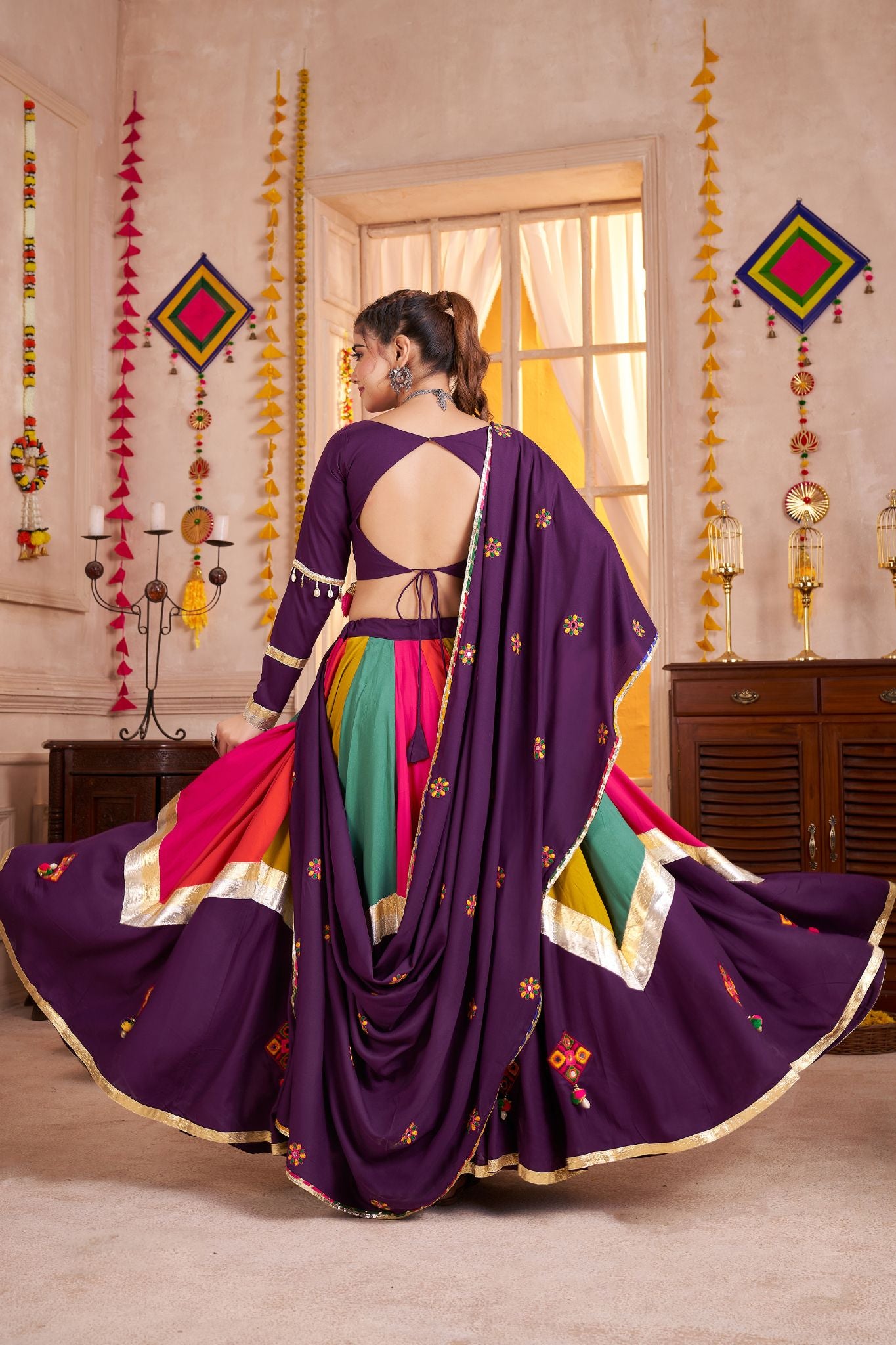 Classic Designer Viscose Cotton Traditional Navratri Lehenga Choli
