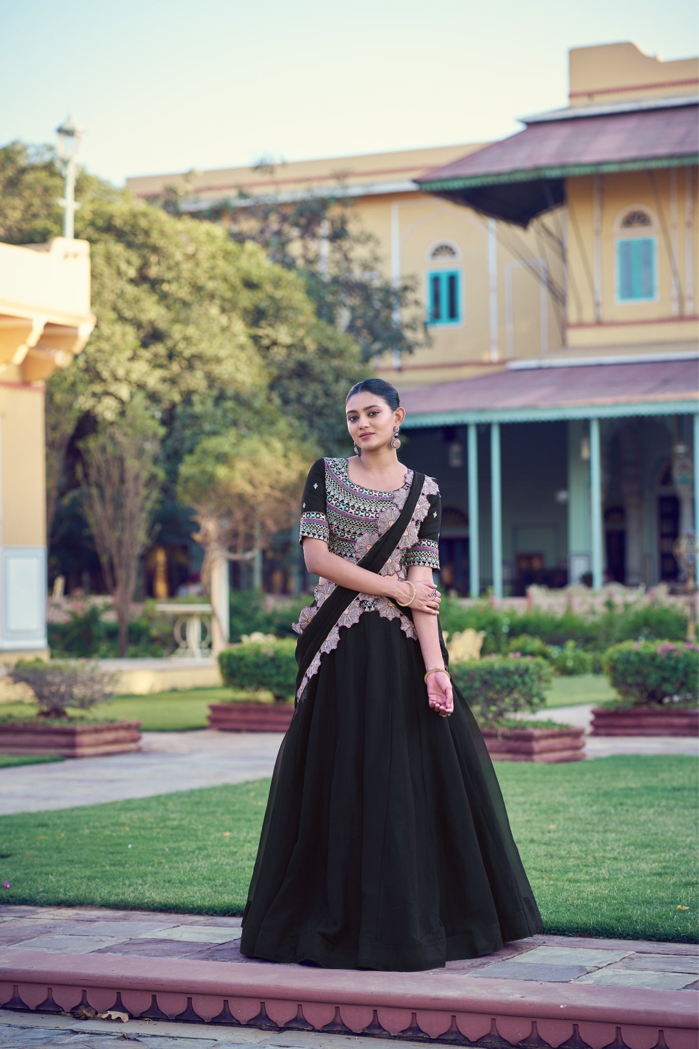 Premium Black Designer Lehenga Choli With Thread Sequins Embroidery For Women