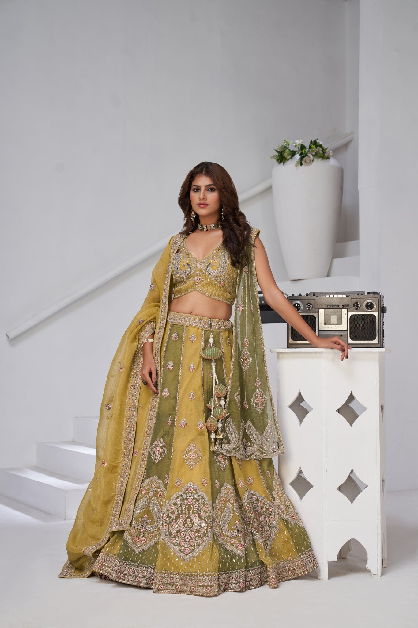 Ethereal Harmony Double Layered Dupatta Bridal Lehenga