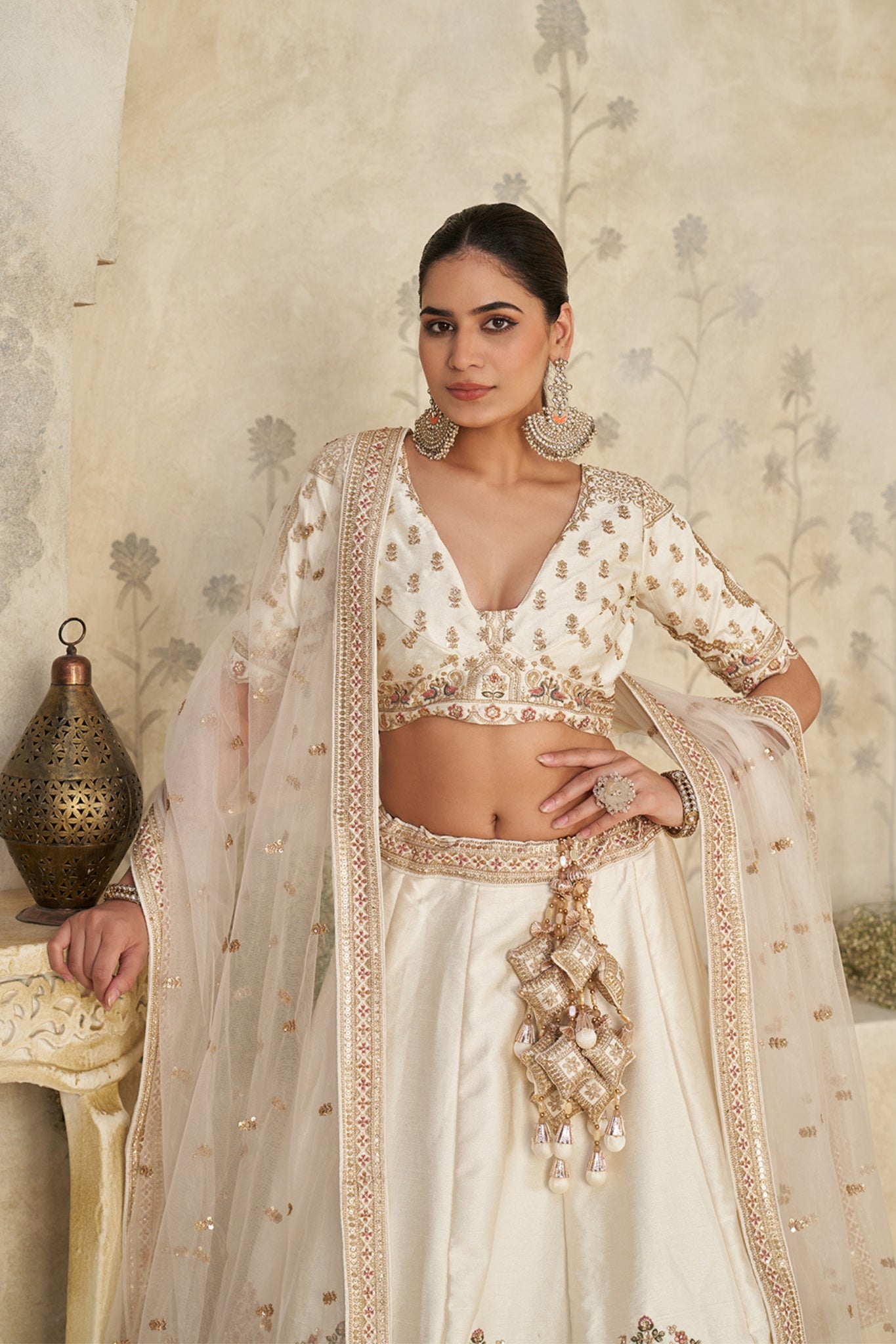Ivory Grandeur Luxury Zari Embroidered Bridal Lehenga