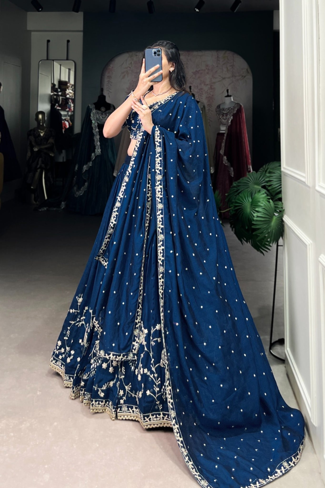 Wine Stunning Sequins Thread Embroidery Work Lehenga Choli