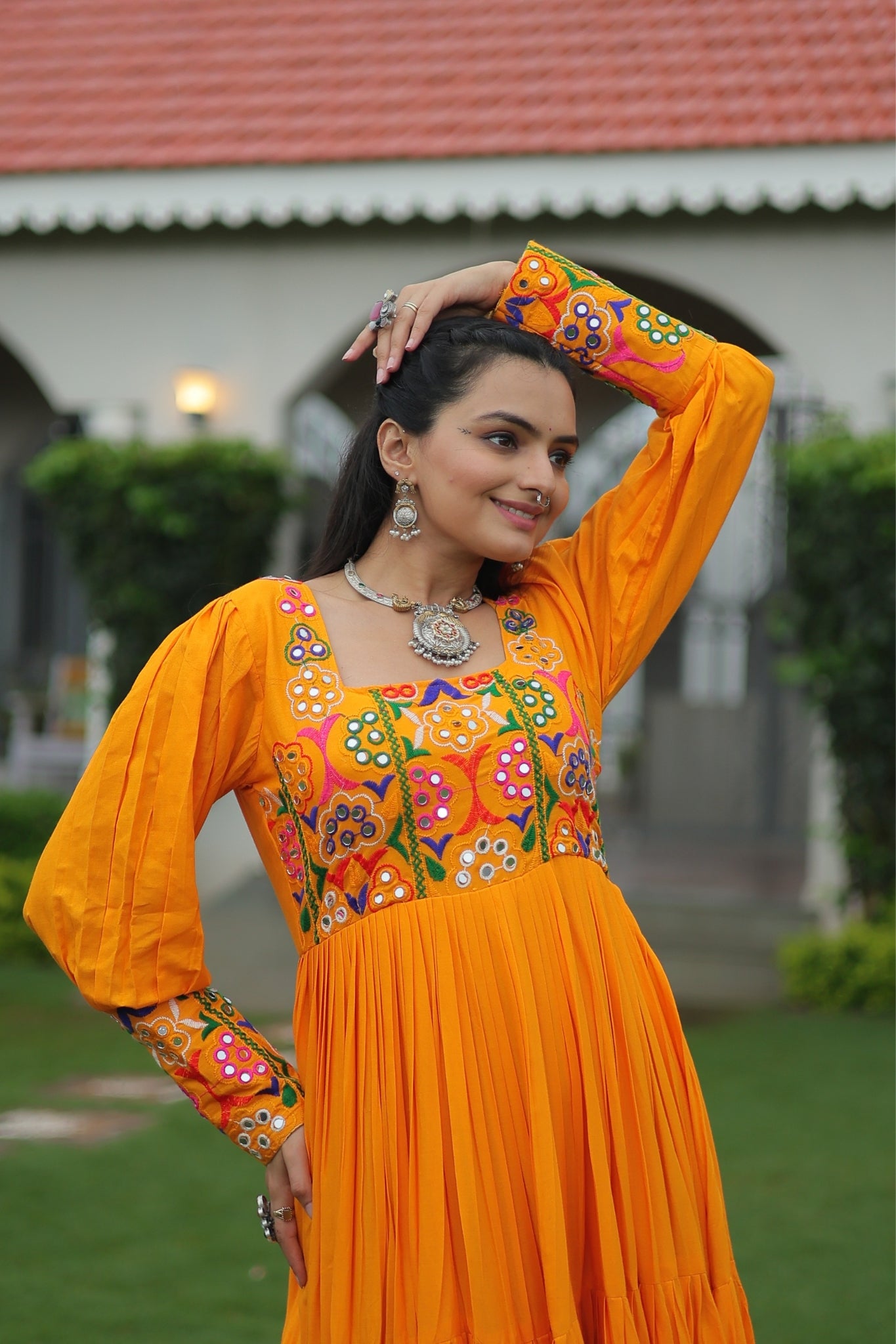 Stunning Navratri Designer Rayon With Gamthi Work Traditional Gown