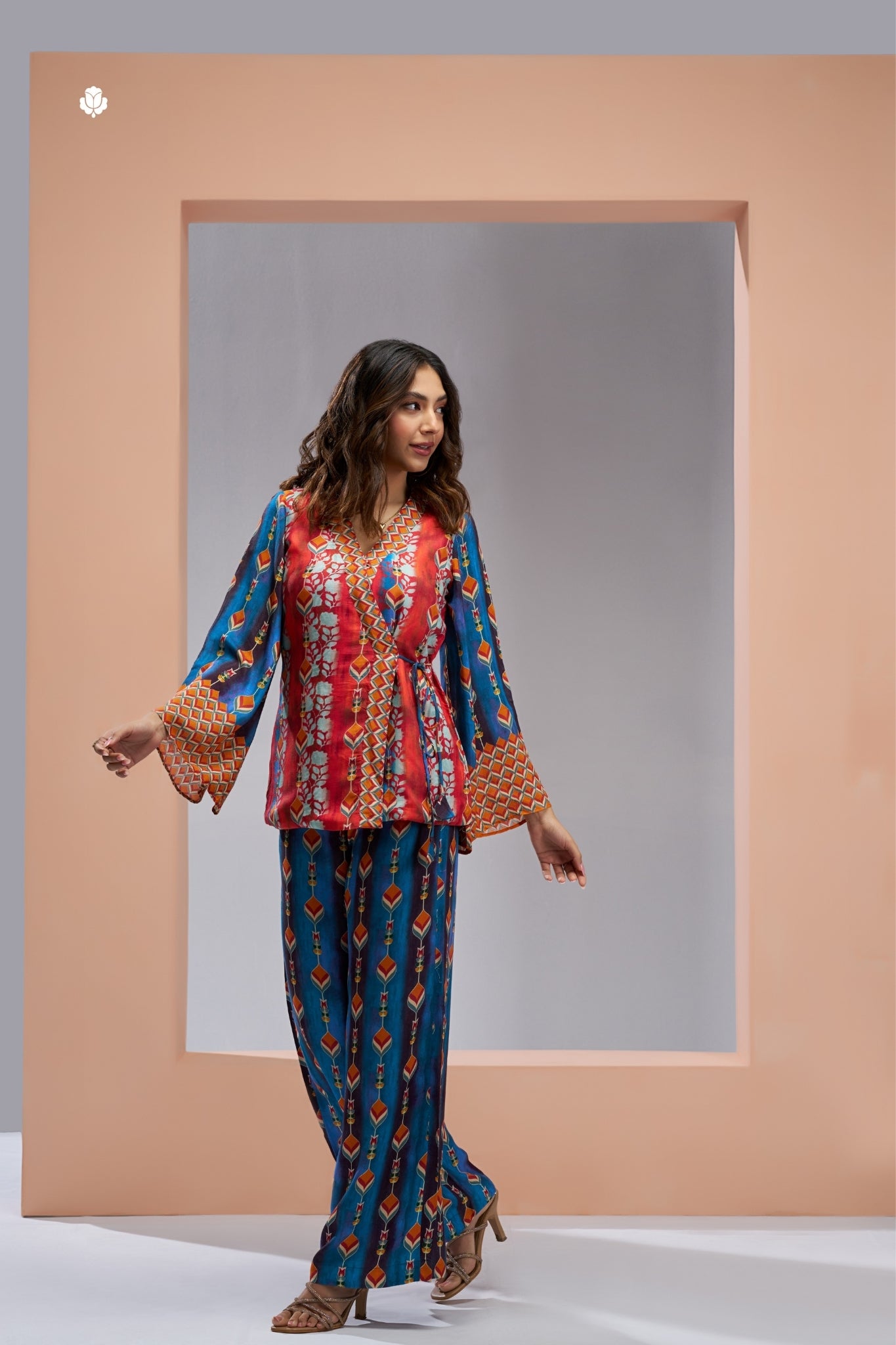 Luxury Muslin Silk Navy Blue Co Ord Set For Women