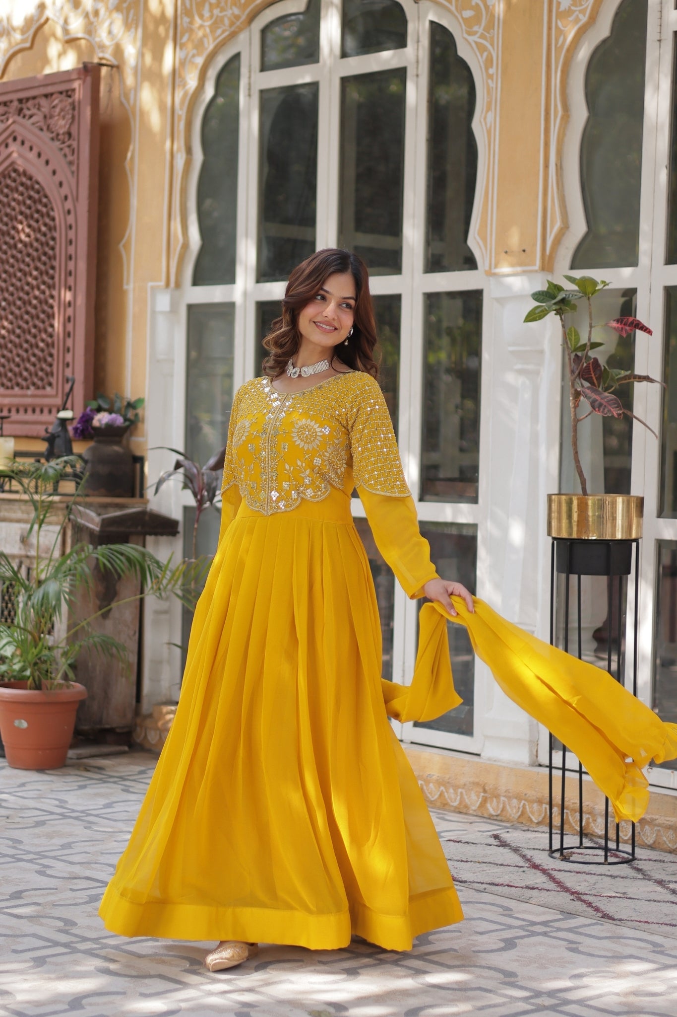 Attractive Georgette Embroidered Designer Anarkali Suit Set