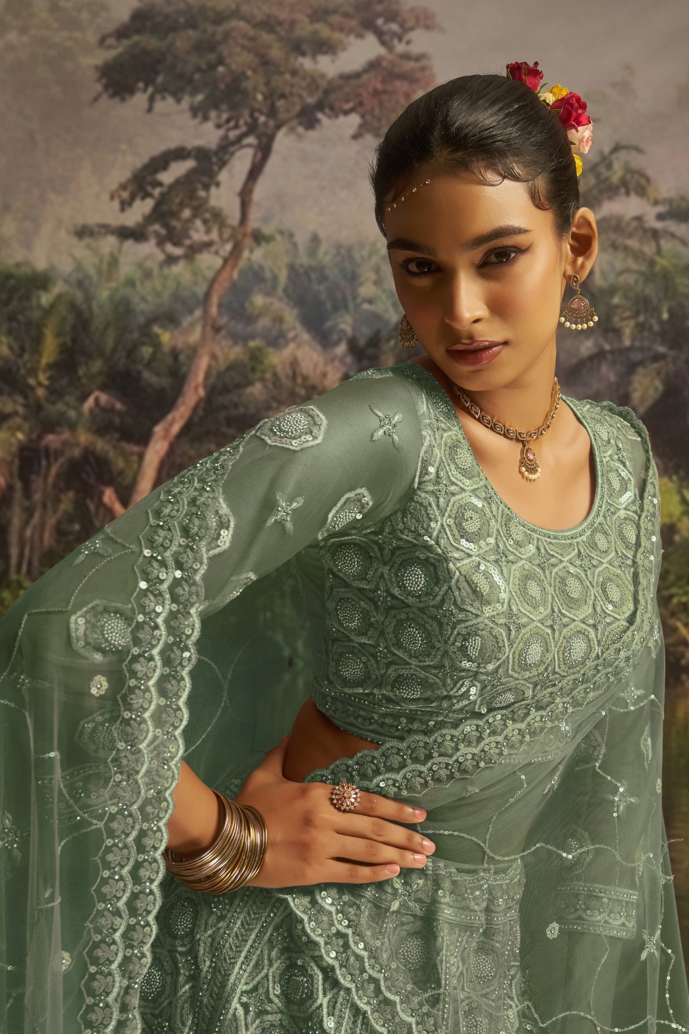 Luxury Soft Net Lehenga With Swarovski And Heavy Embroidery