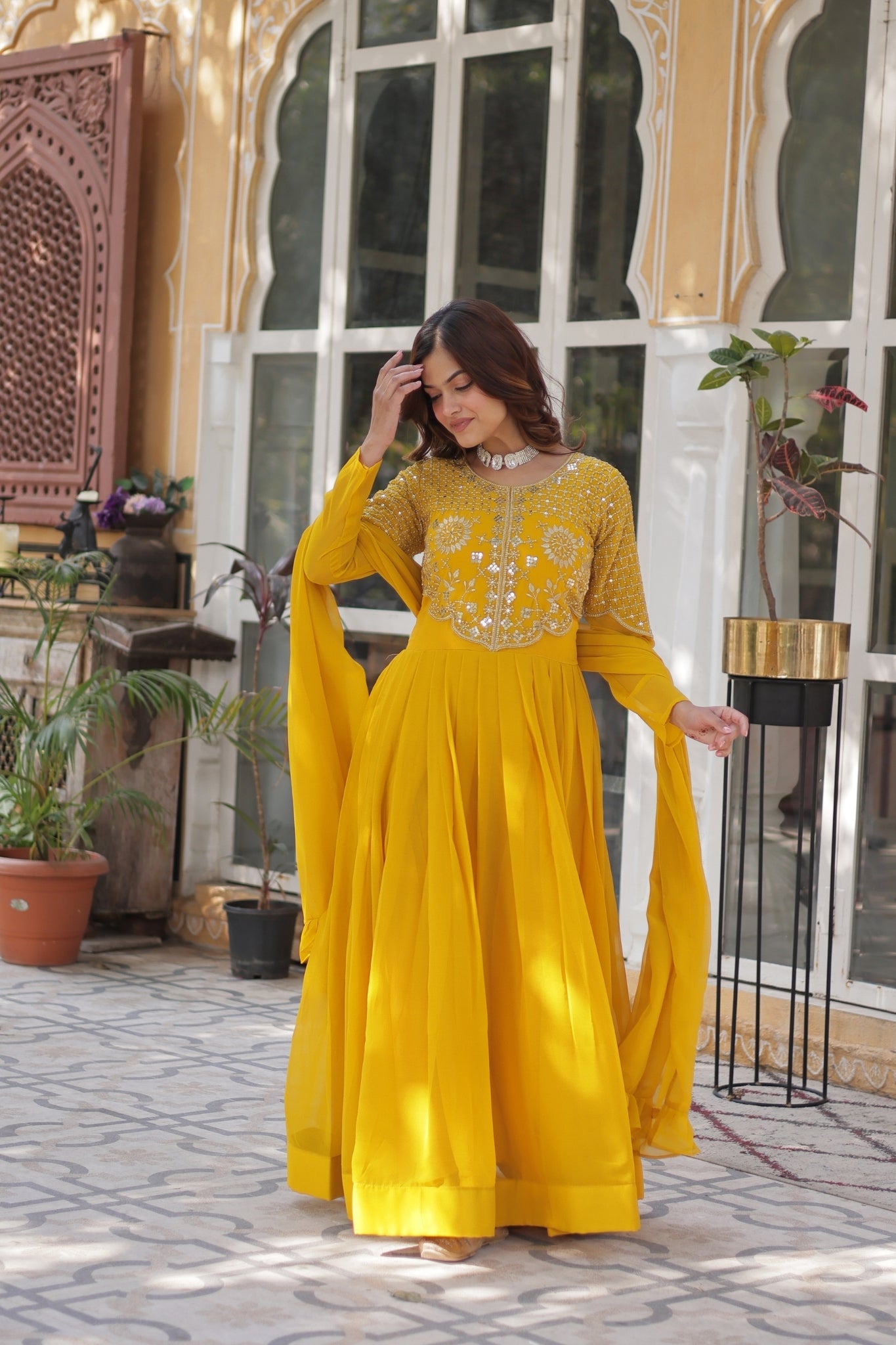 Attractive Georgette Embroidered Designer Anarkali Suit Set