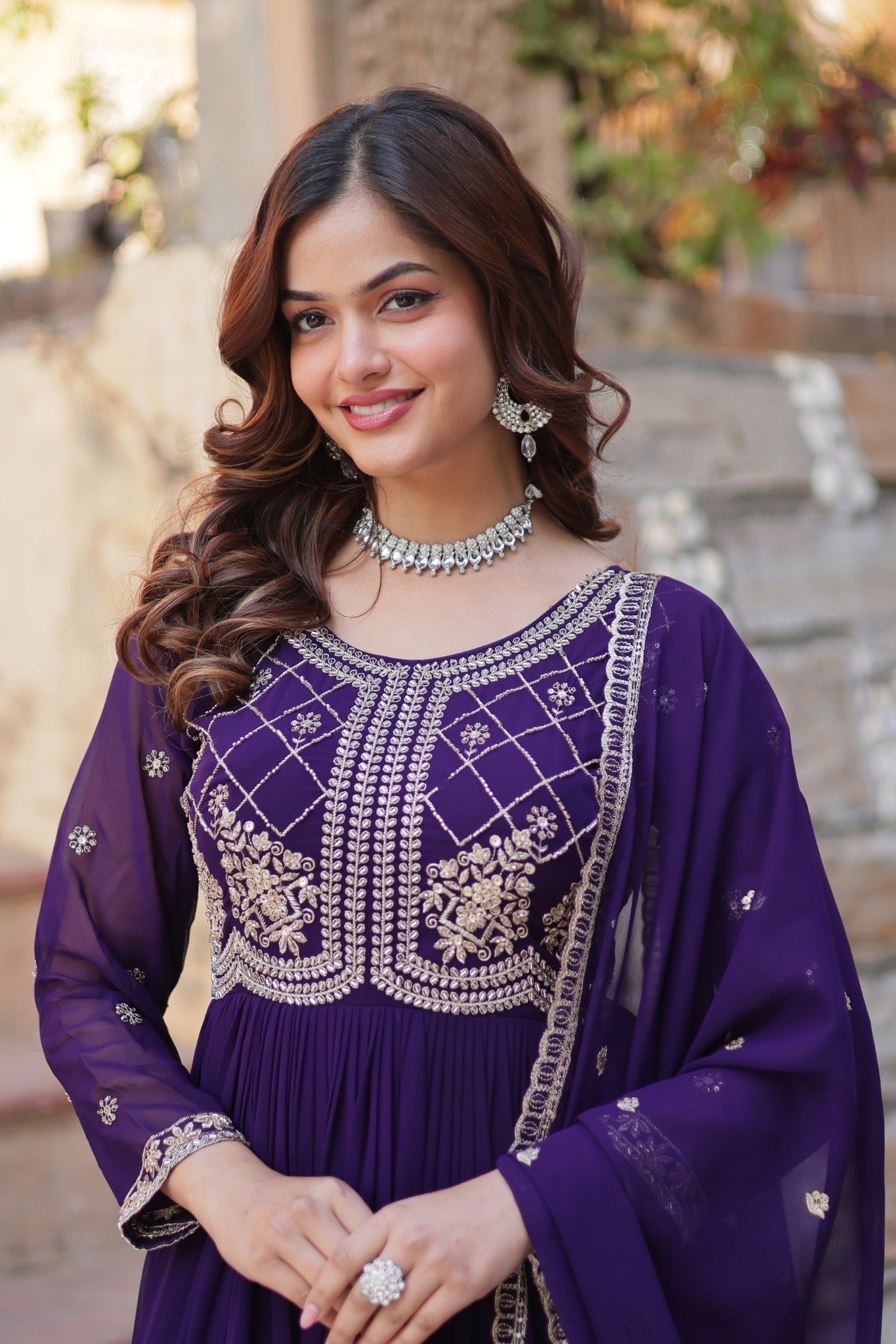 Designer Beads Embroidered Work Beautiful Wedding Gown With Dupatta Set