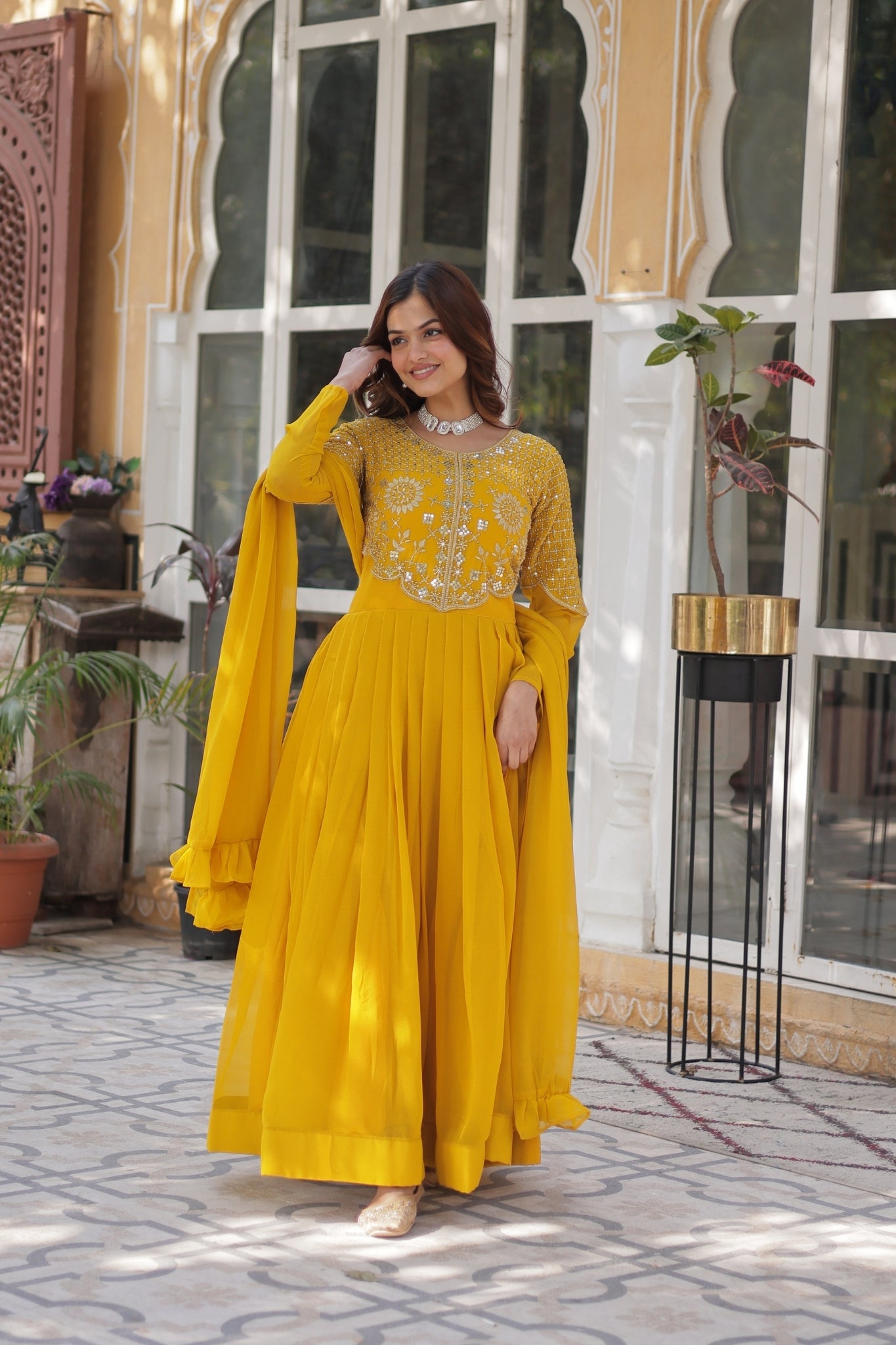 Attractive Georgette Embroidered Designer Anarkali Suit Set