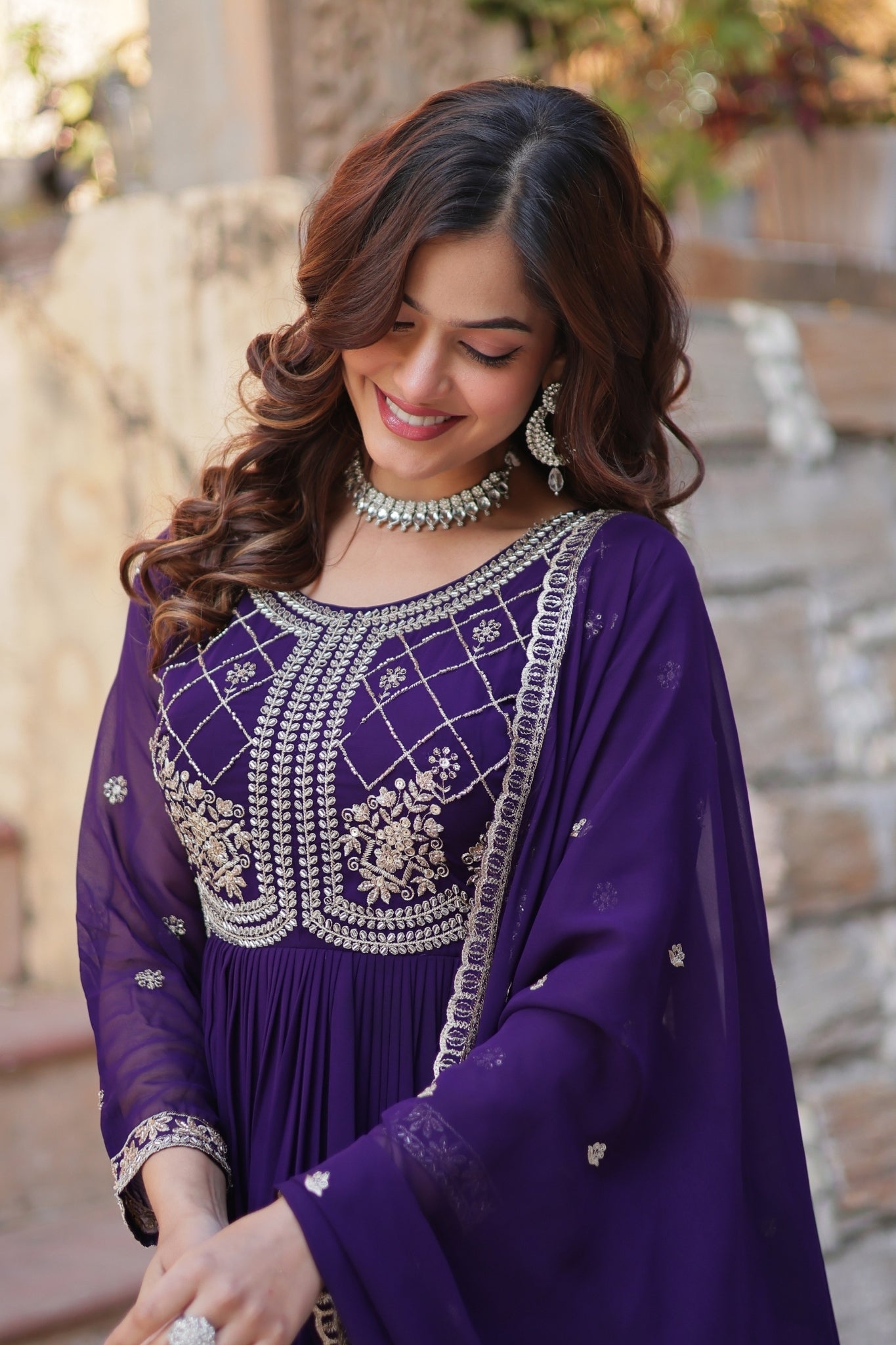 Designer Beads Embroidered Work Beautiful Wedding Gown With Dupatta Set