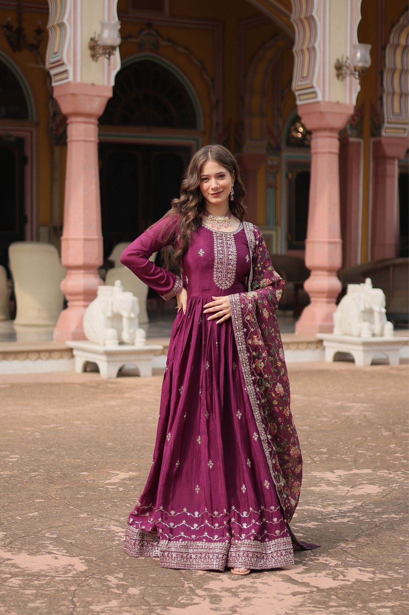 Stunning Sequins Embroidered Work Wedding Anarkali Set