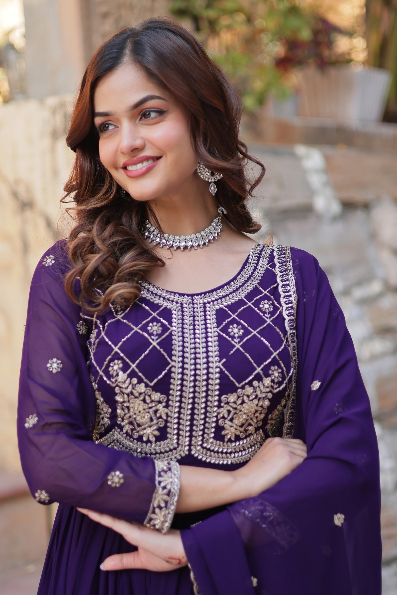 Designer Beads Embroidered Work Beautiful Wedding Gown With Dupatta Set