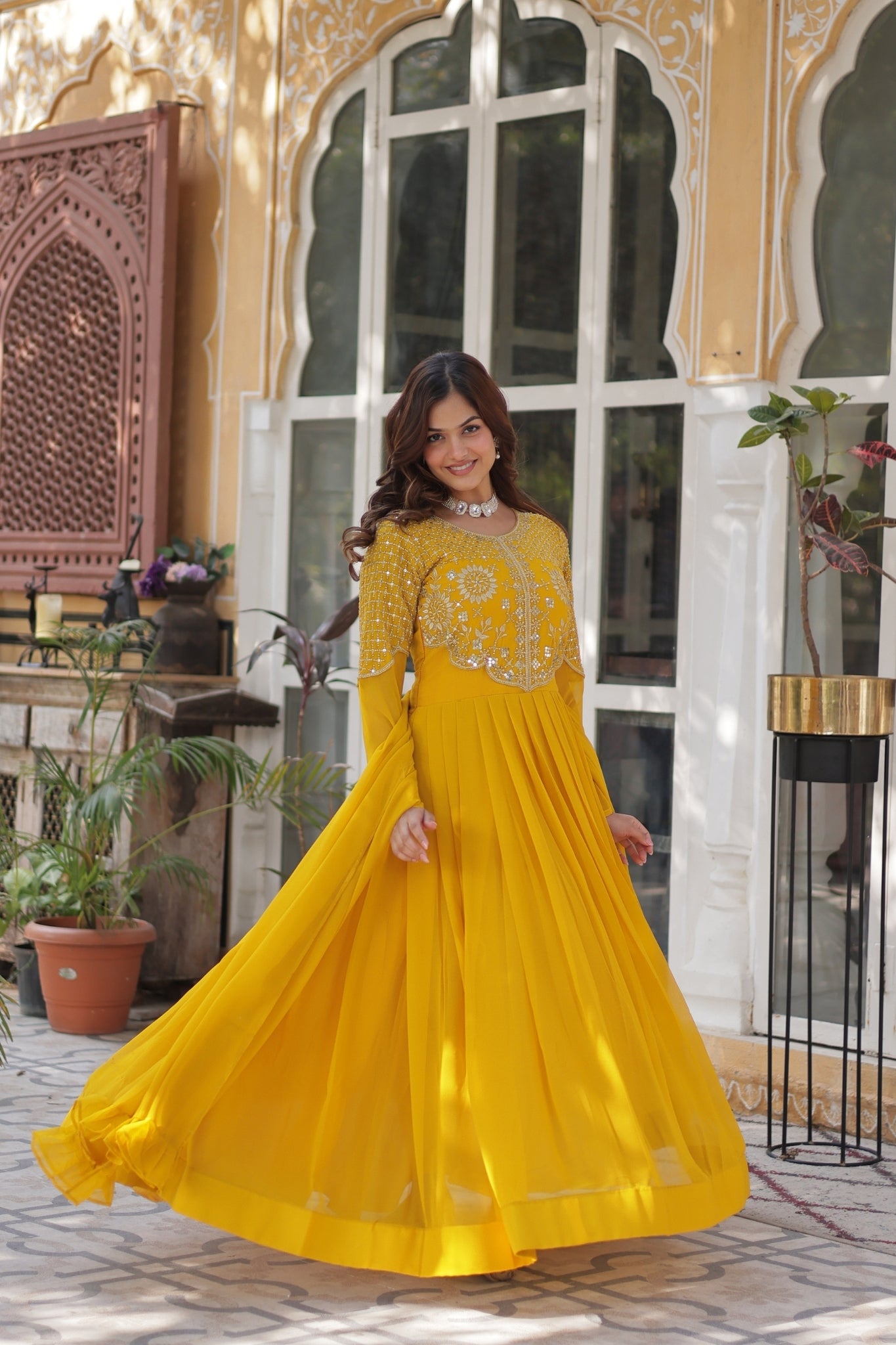 Attractive Georgette Embroidered Designer Anarkali Suit Set