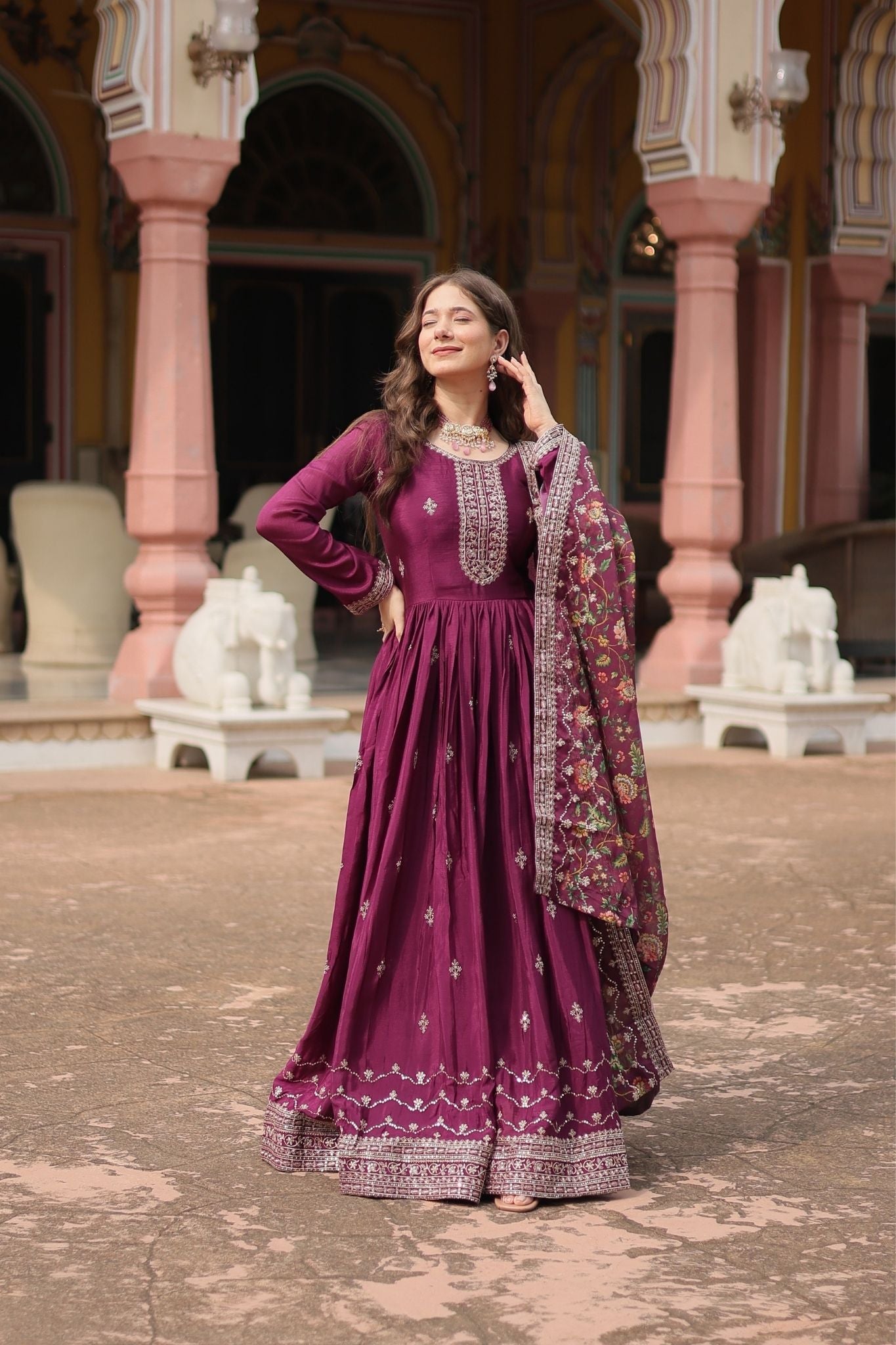 Stunning Sequins Embroidered Work Wedding Anarkali Set