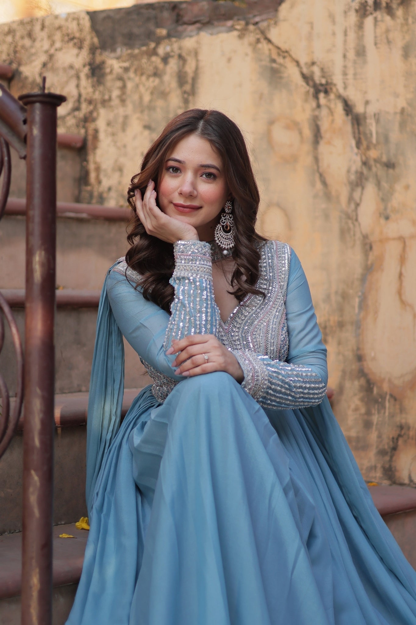 Georgette Embroidery Beads Sequins Work Anarkali Gown