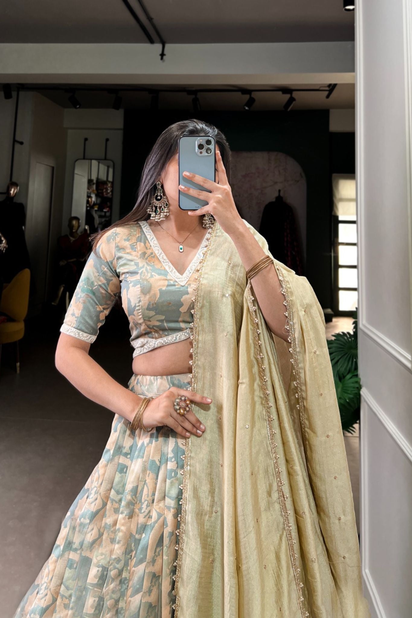 Tussar Silk Printed Stylish Lehenga Set