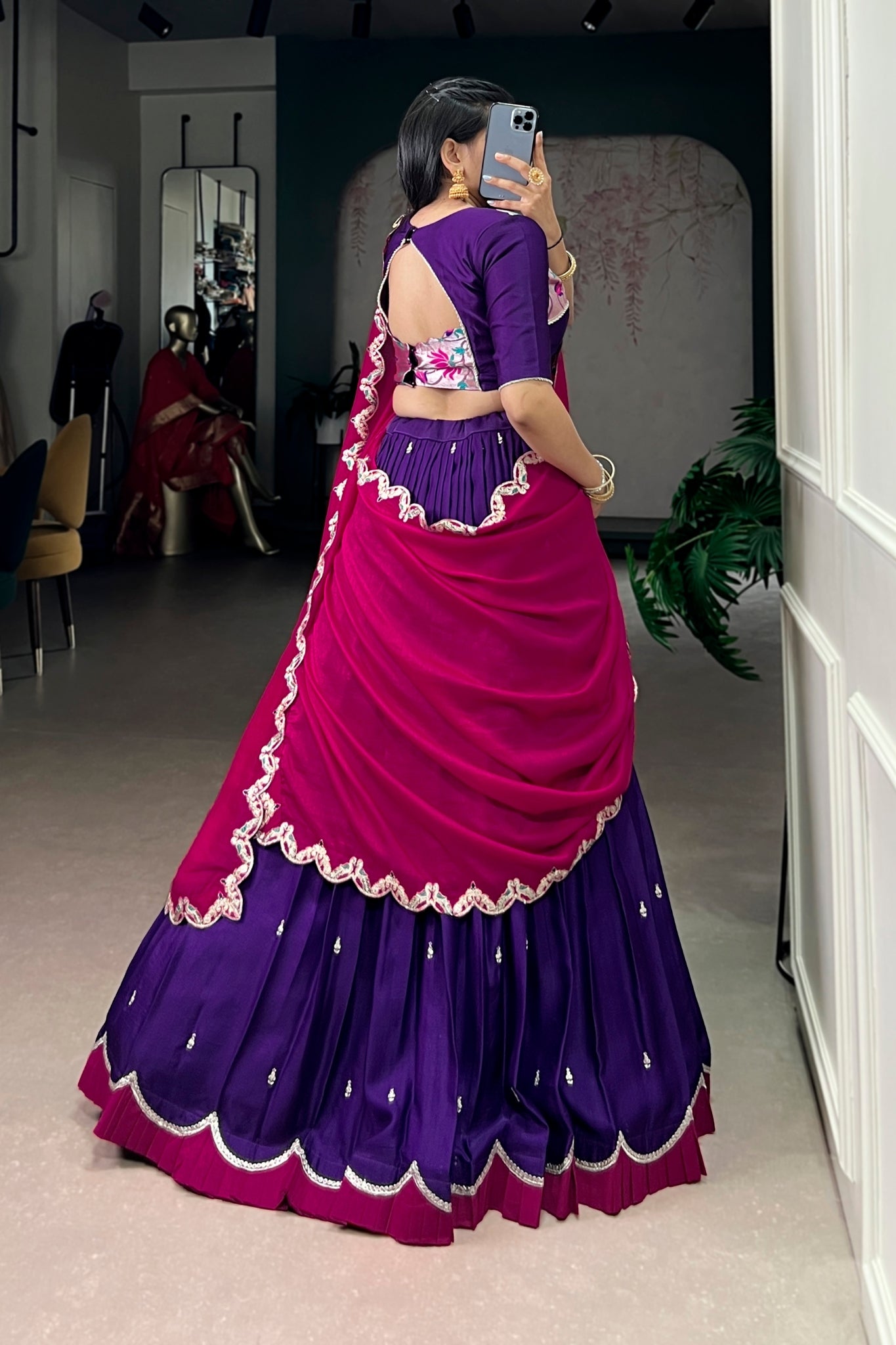 Naysha Purple & Magenta Embroidered Lehenga Choli