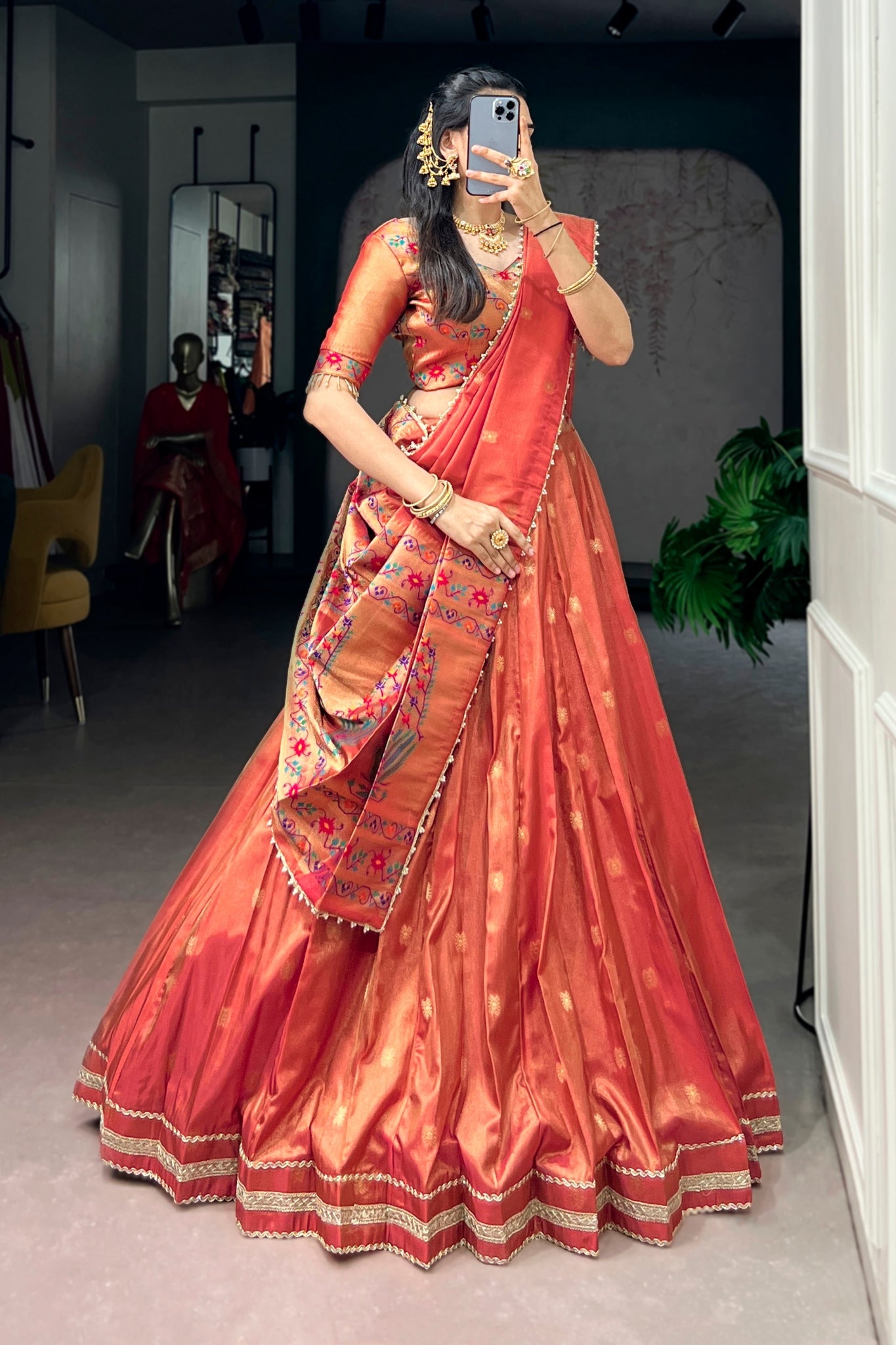 Premium Traditional Zari Weaving Wedding And Festive Wear Paithani Designer Lehenga Choli For Women