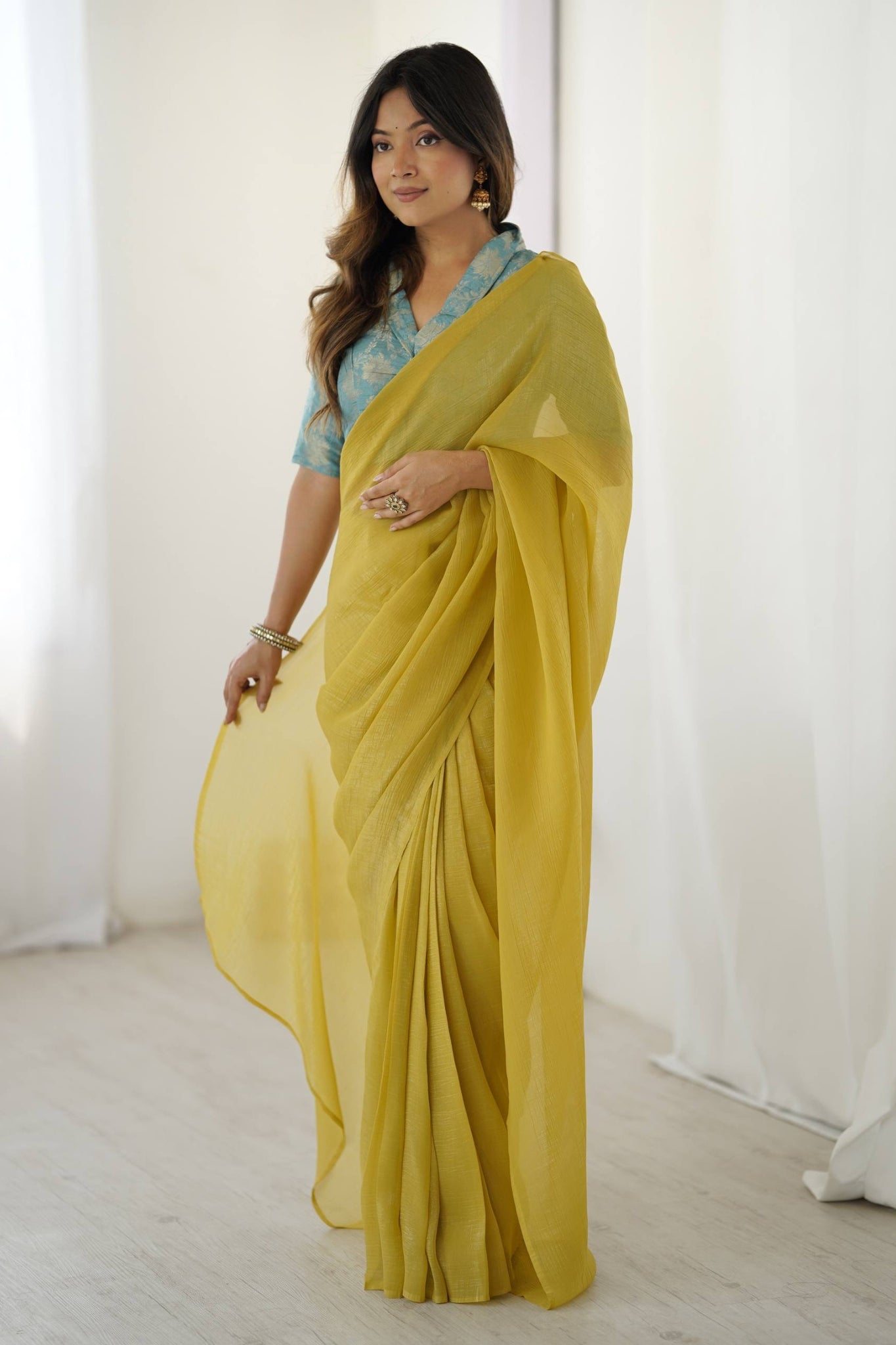 Sparkle Silk Ready To Wear Saree With Heavy Banarasi Blouse