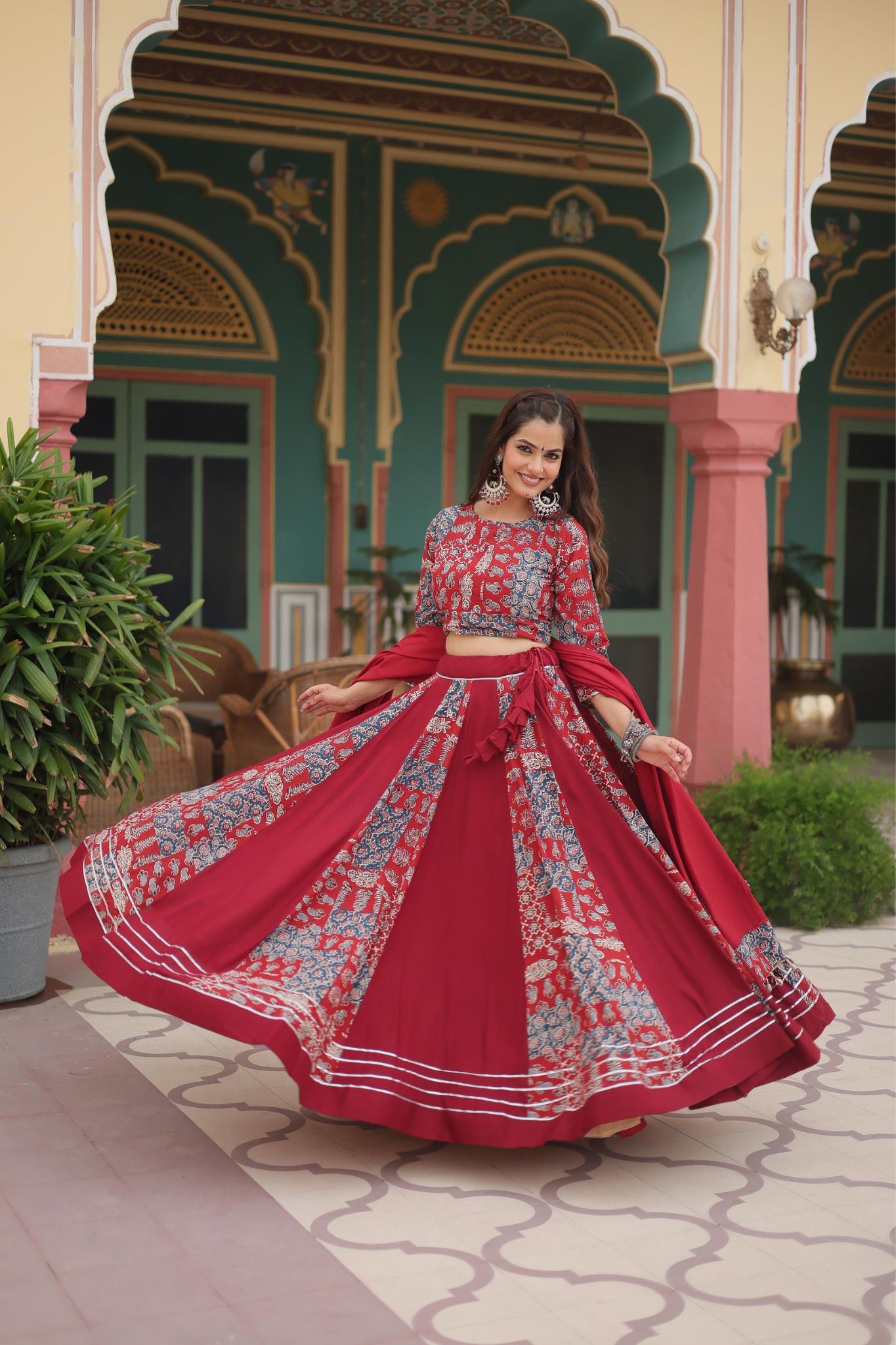 Printed Readymade Rayon Designer Navratri Lehenga Choli