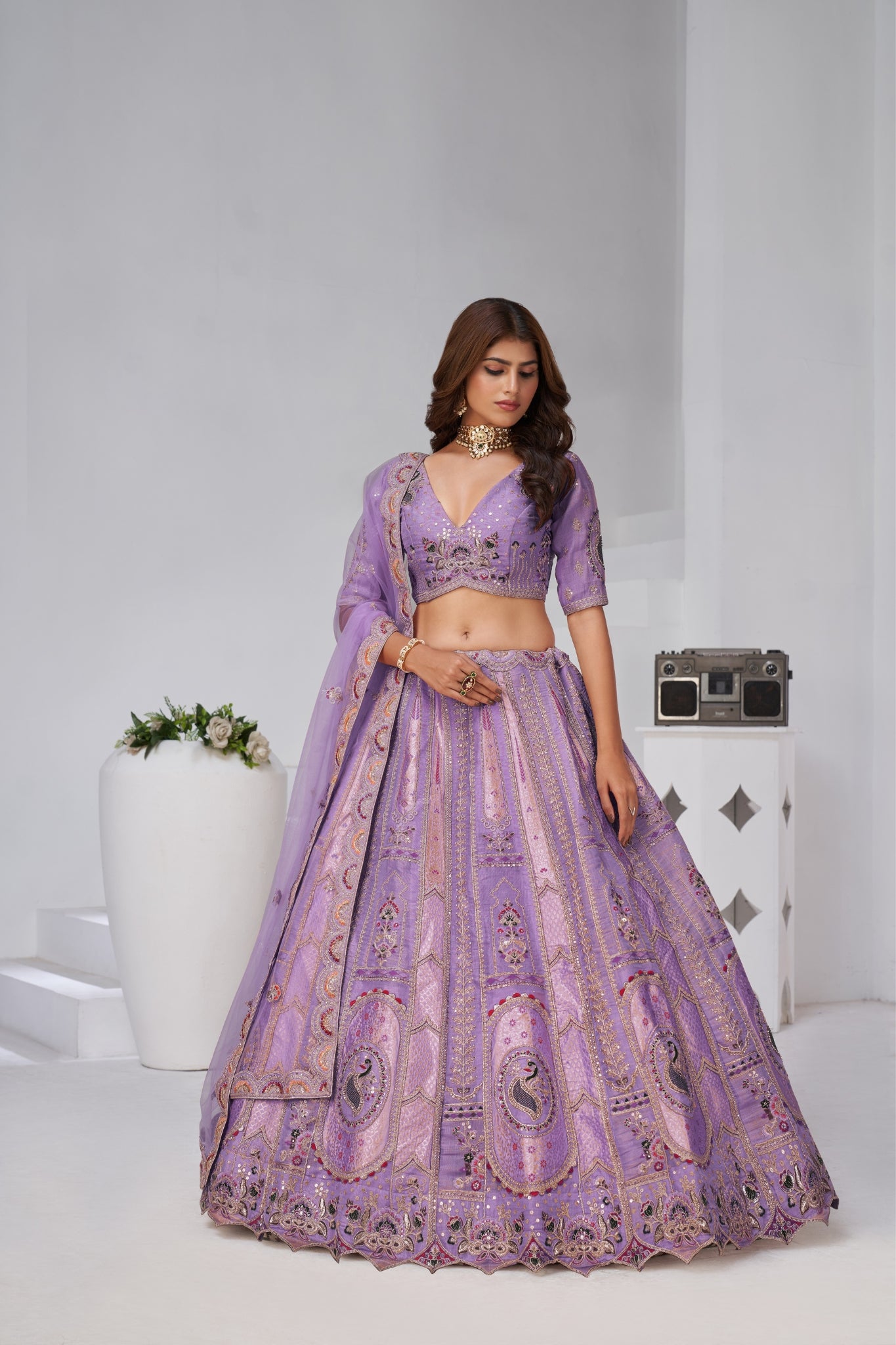 Opulent Aura Raw Silk Bridal Lehenga With Peacock And Paisley Motifs
