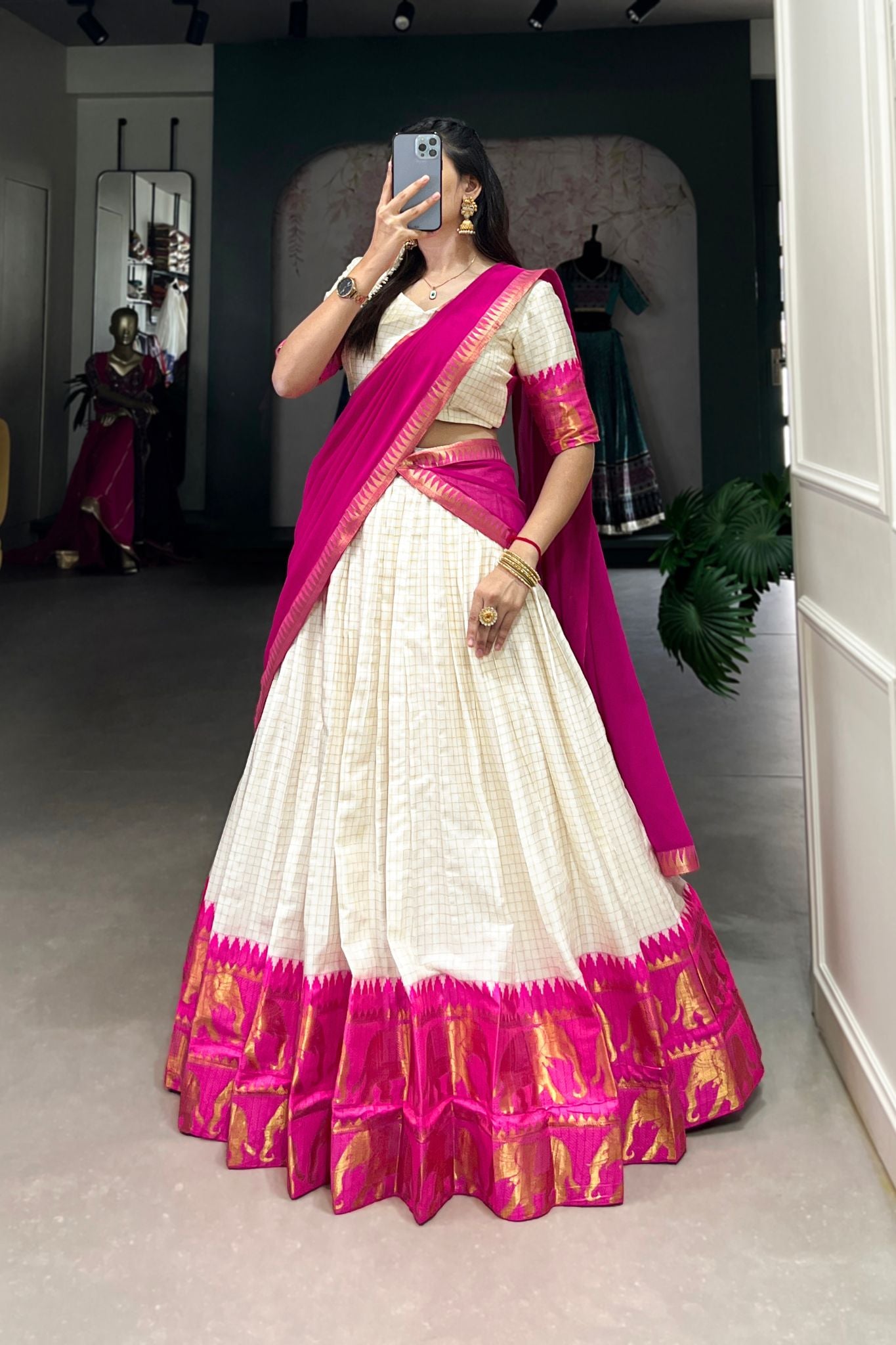 Kalyani Cotton Lehenga Choli Paired With Flowing Georgette Dupatta