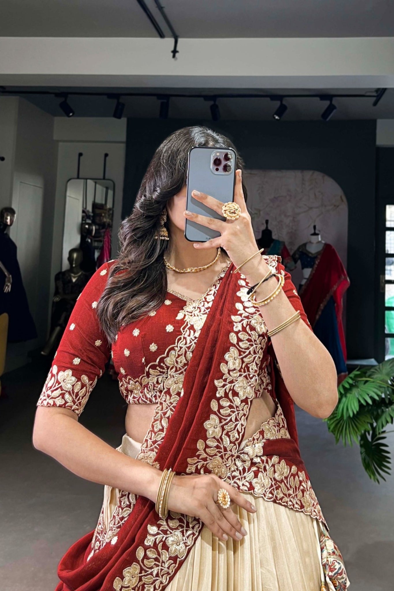 Designer Tussar Silk Printed Lehenga Set With Embroidered Blouse And Dupatta