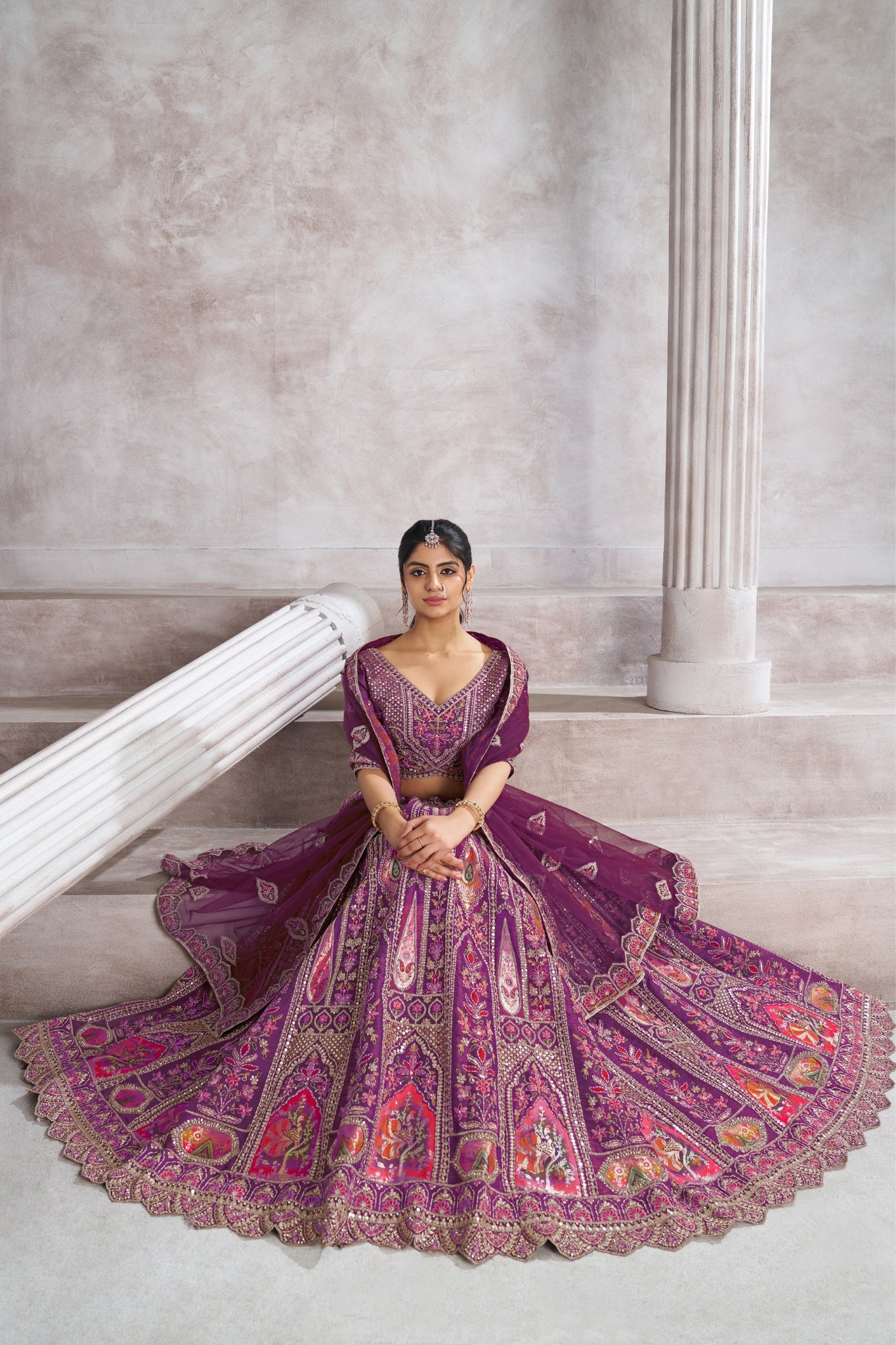 Elegant Designer Zari And Aari Embroidery Work Wedding Lehenga Choli