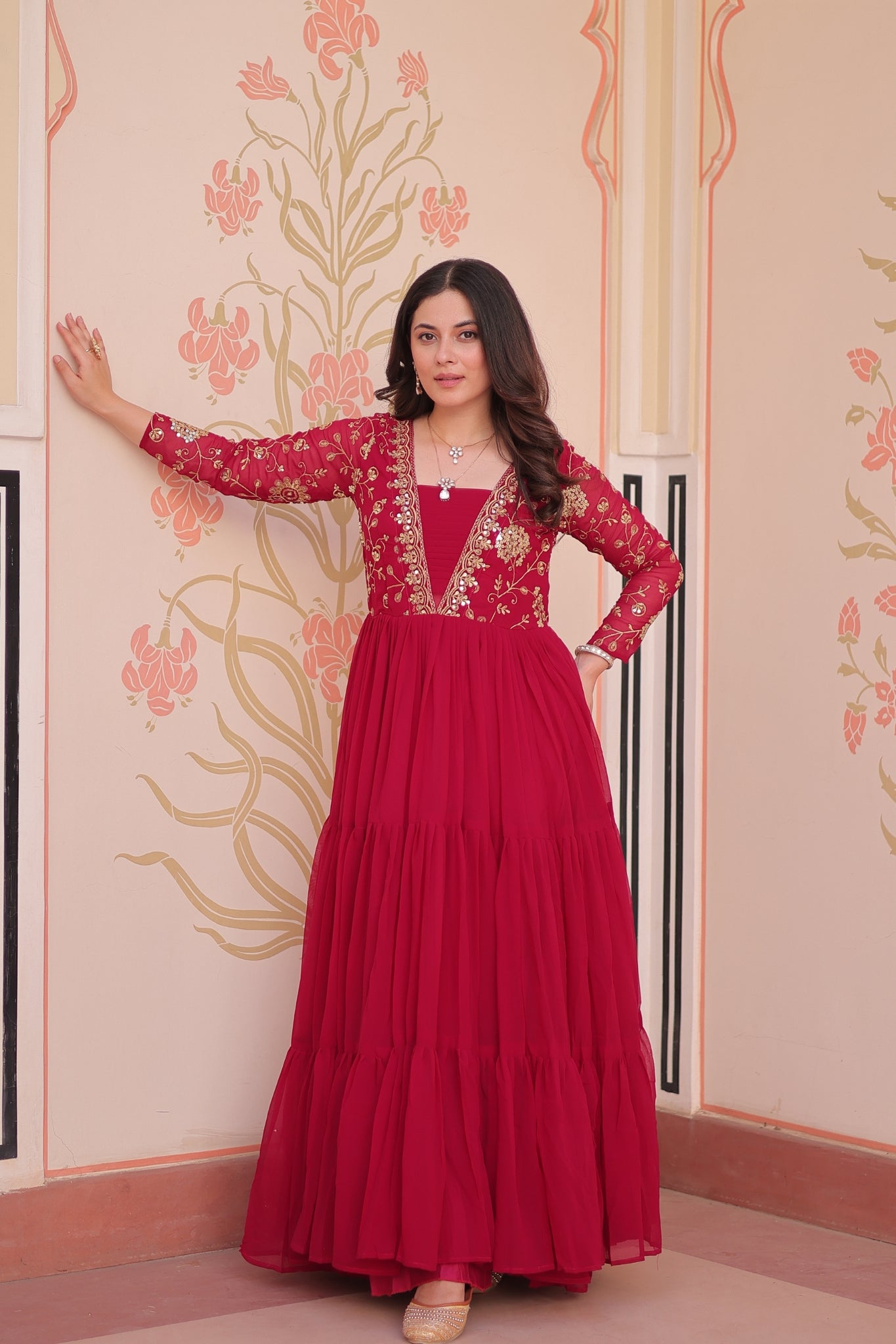 Sequins Zari Embroidered Work Wedding Designer Gown