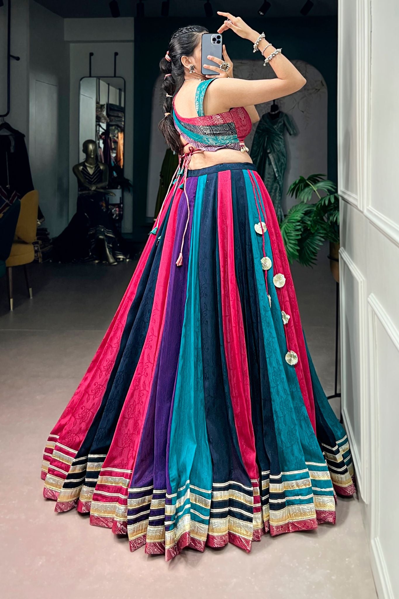 Raasrang Multicolor Rich Chinon Navratri Designer Lehenga Choli For Women