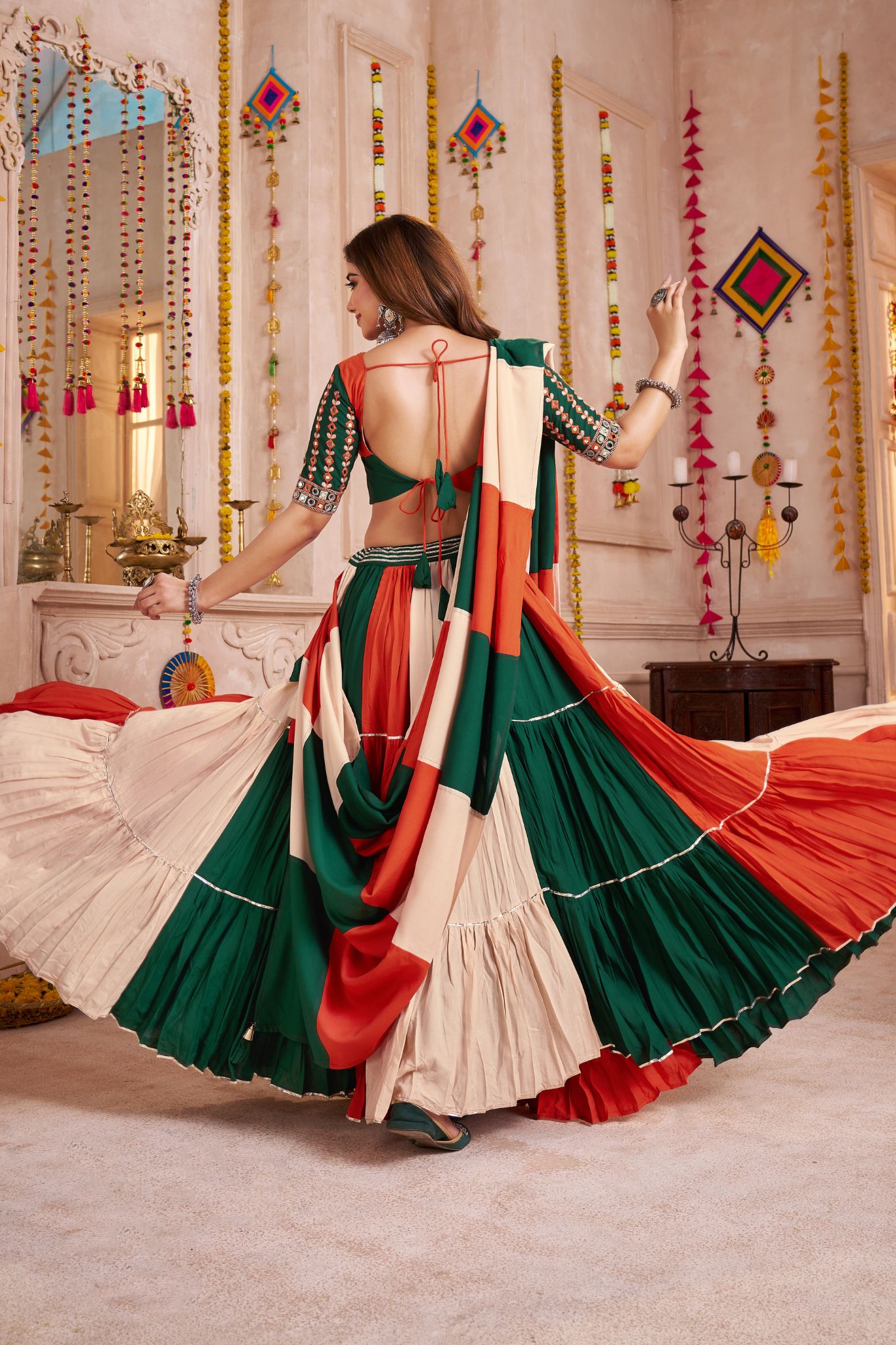 Multi Color Frill And Flair Concept Designer Navratri Lehenga Choli