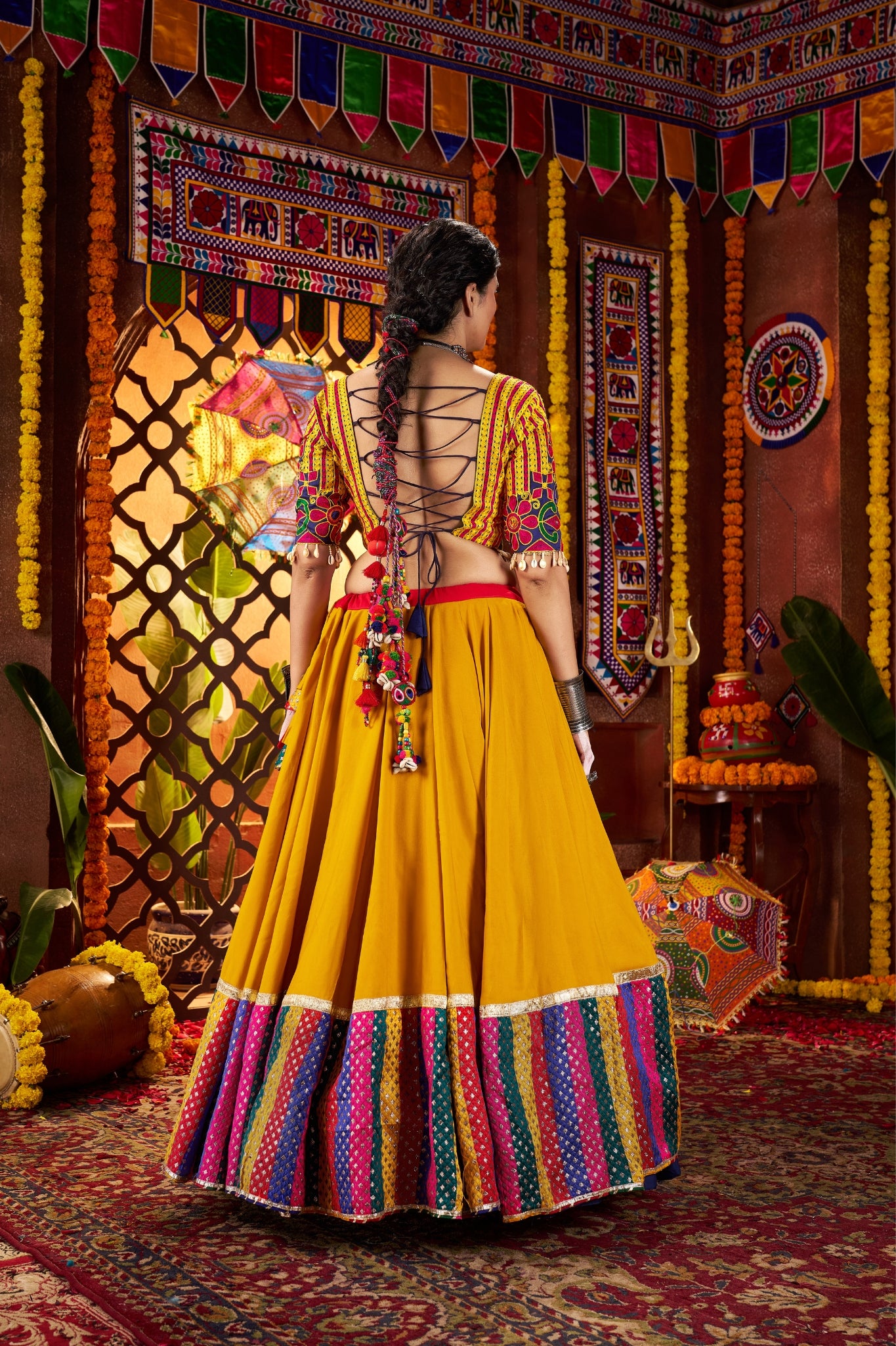 Multi Color Elegant Designer Navratri Stylish Viscose Cotton Lehenga Choli