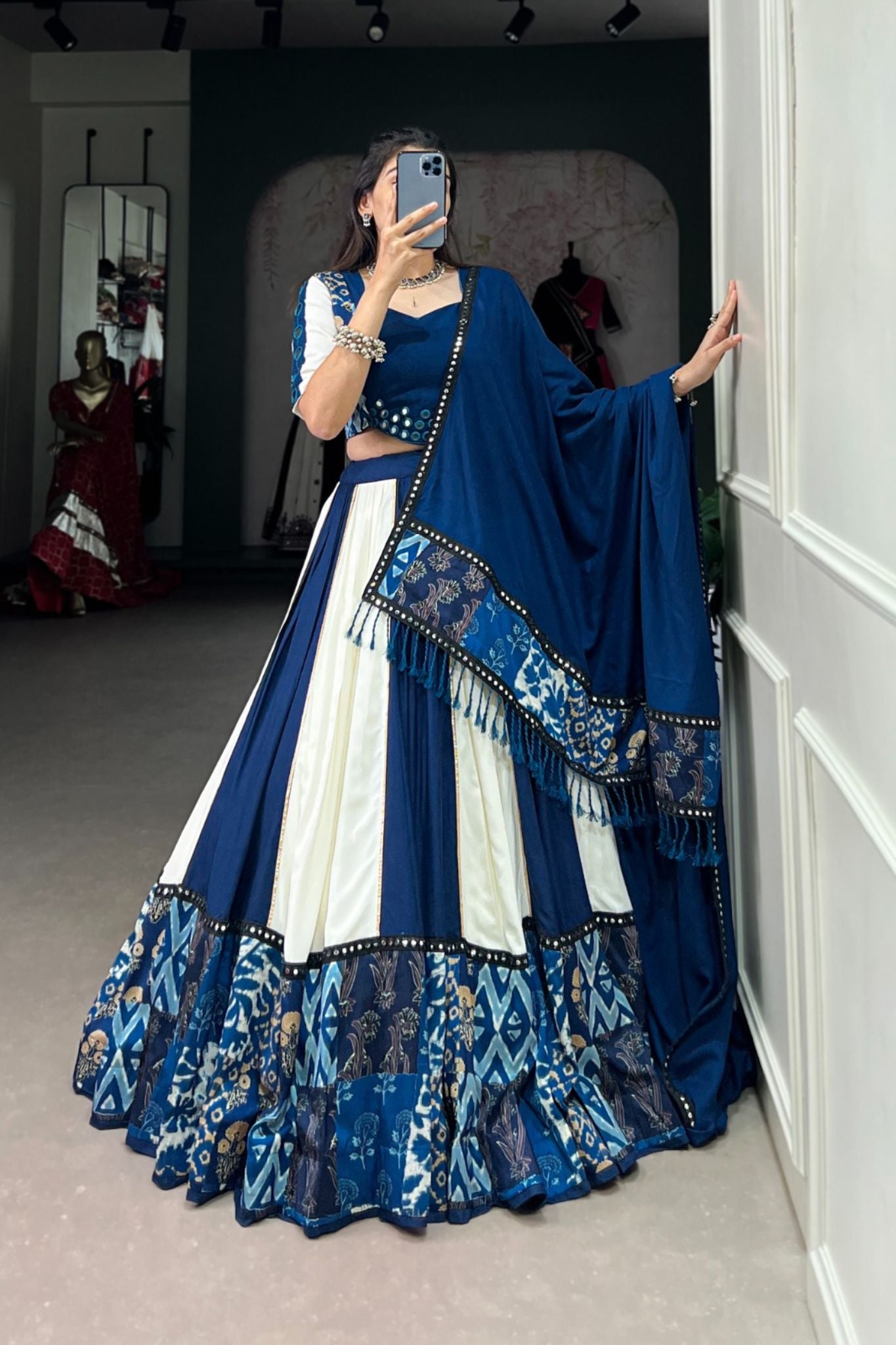 Blue Beauty Printed Stylish Navratri Lehenga Choli