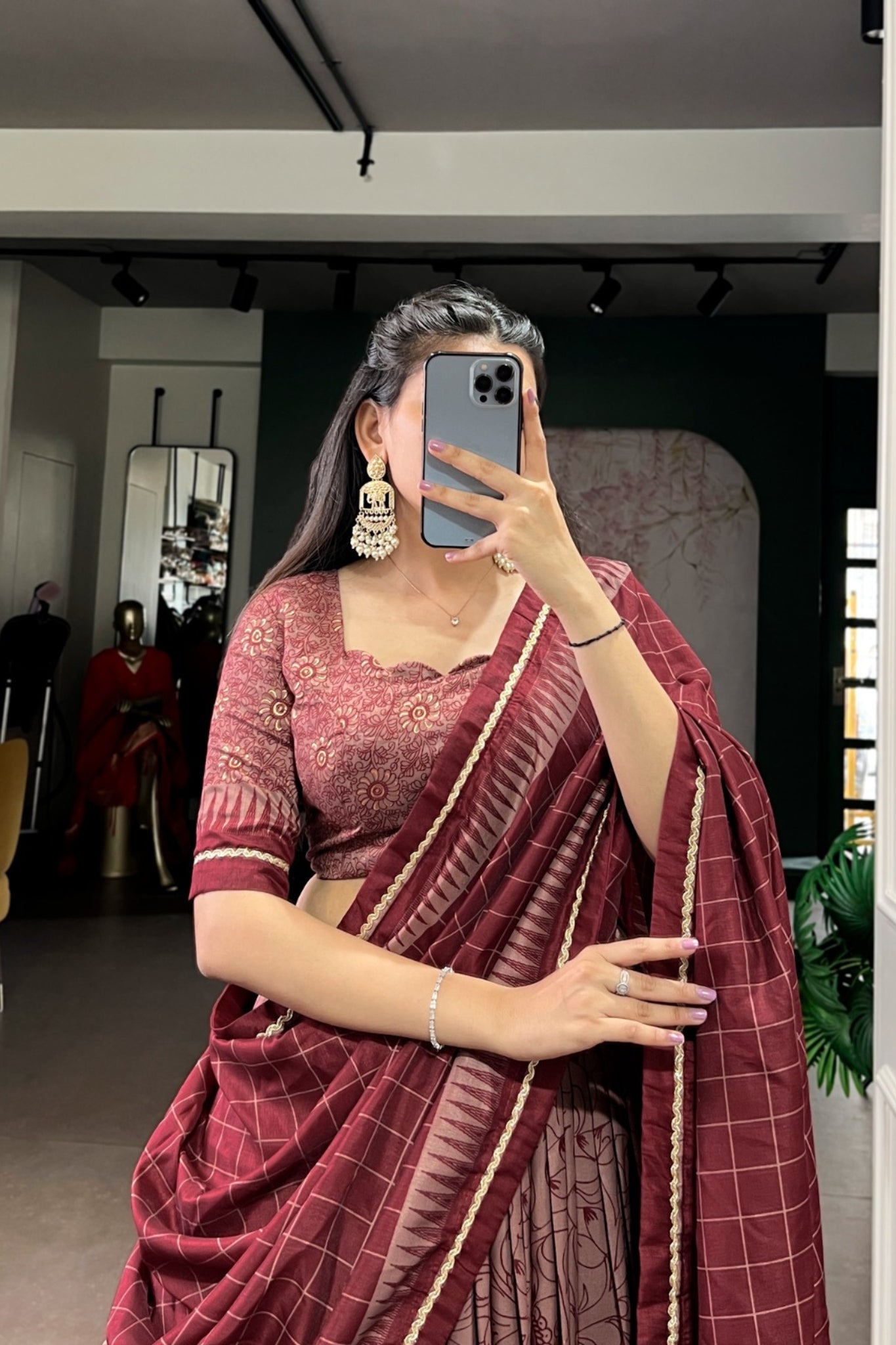 Festive Kalamkari Printed Tasar Silk Lehenga Choli With Dupatta