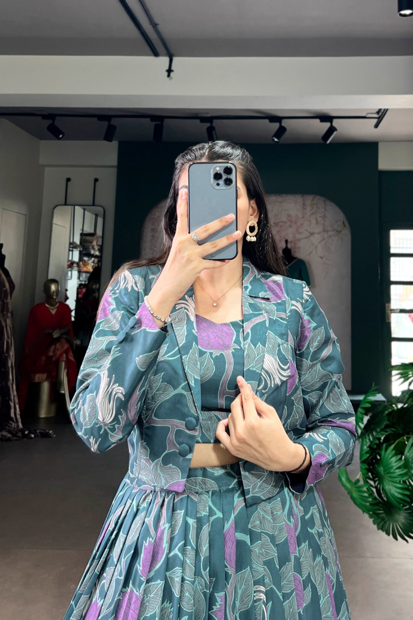 Premium Tasar Silk Printed Co Ord Lehenga Set With Koti