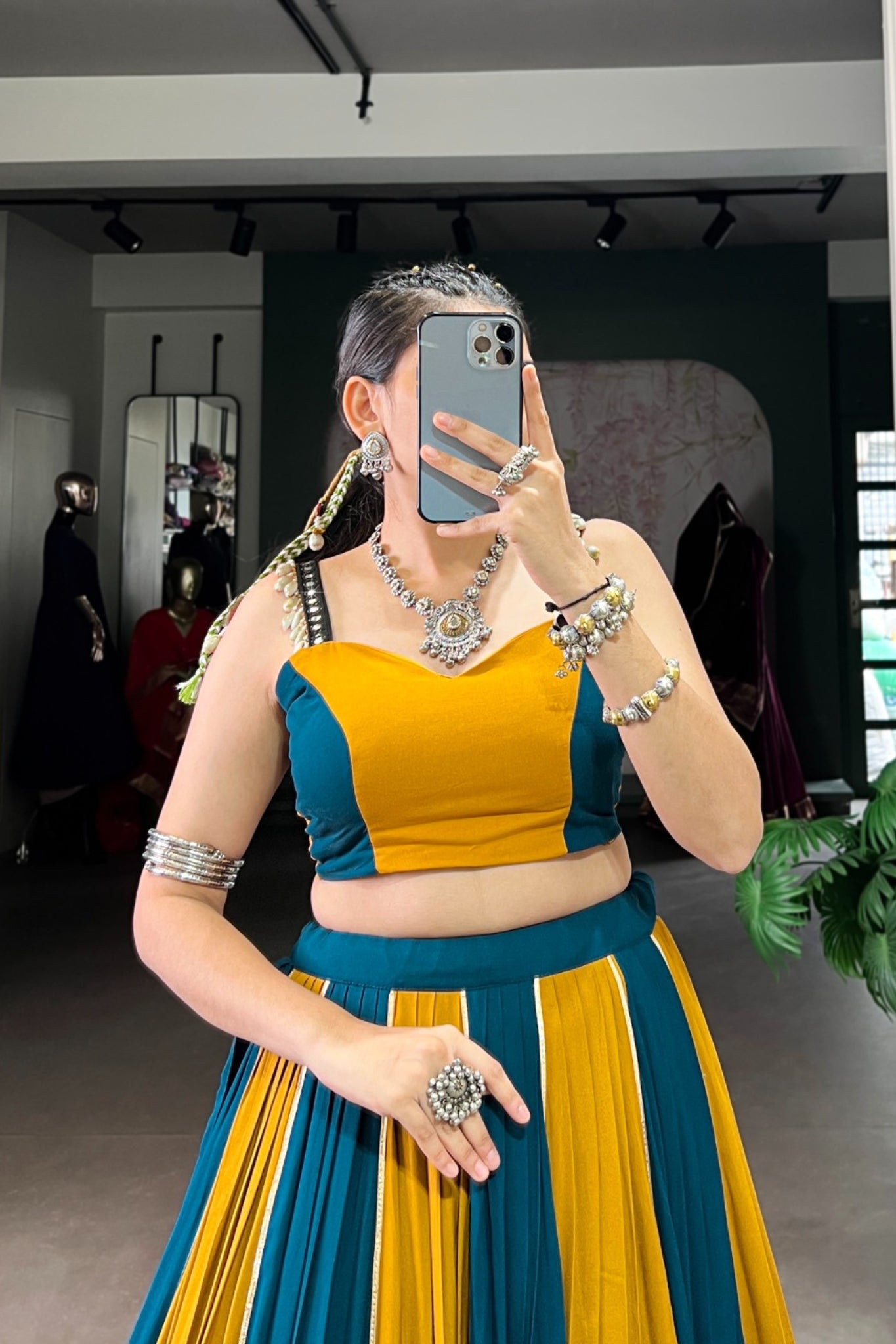 Mustard Pure Rayon Gamthi Work With Gotta Patti Lace Touch Up Navratri Lehenga Choli