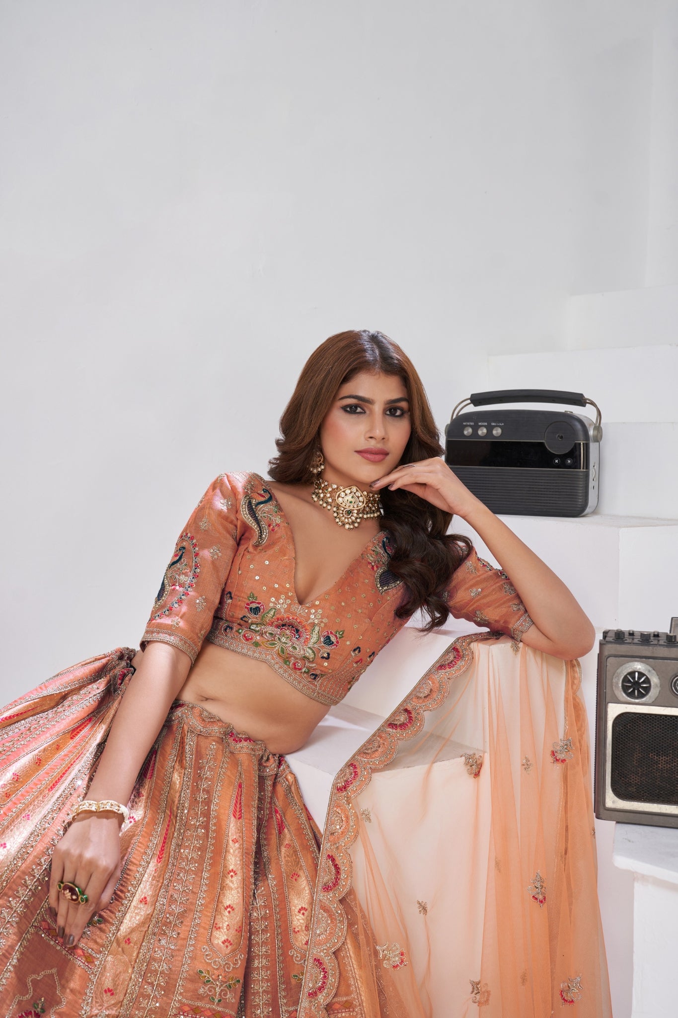 Opulent Aura Raw Silk Bridal Lehenga With Peacock And Paisley Motifs