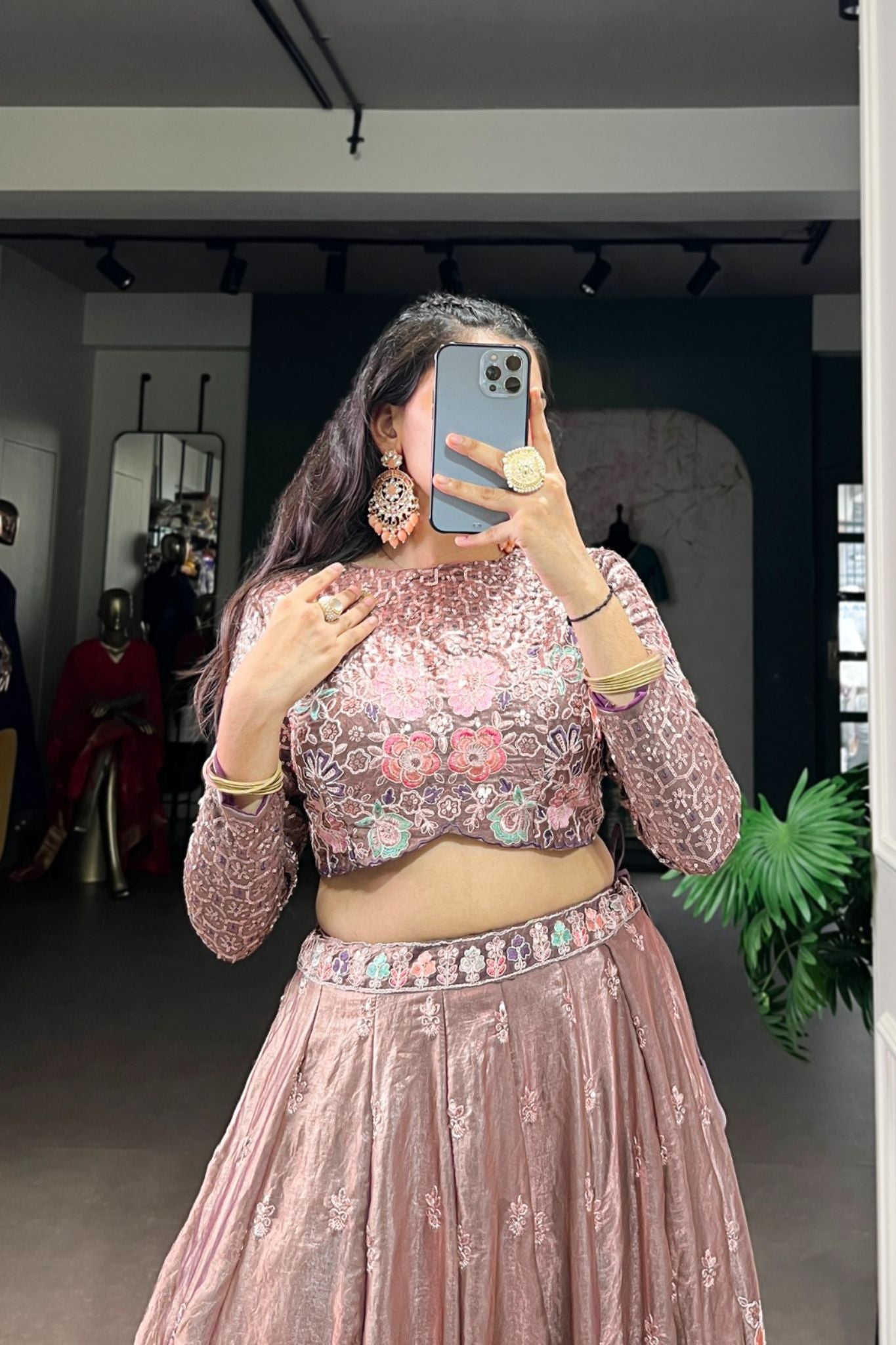 Ready-to-Wear Embroidered Lehenga Set With Sequin & Thread Work for Women